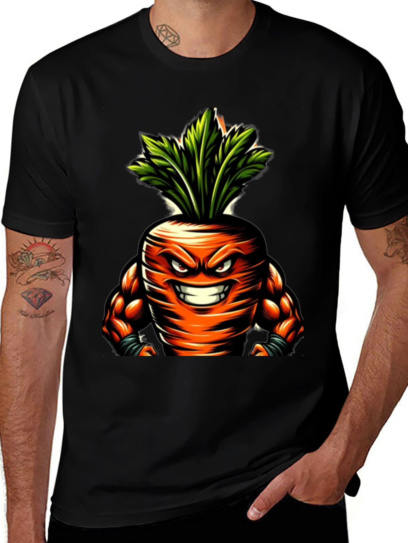 Variant 16 of Muscular Carrot Graphic T-Shirt - Black