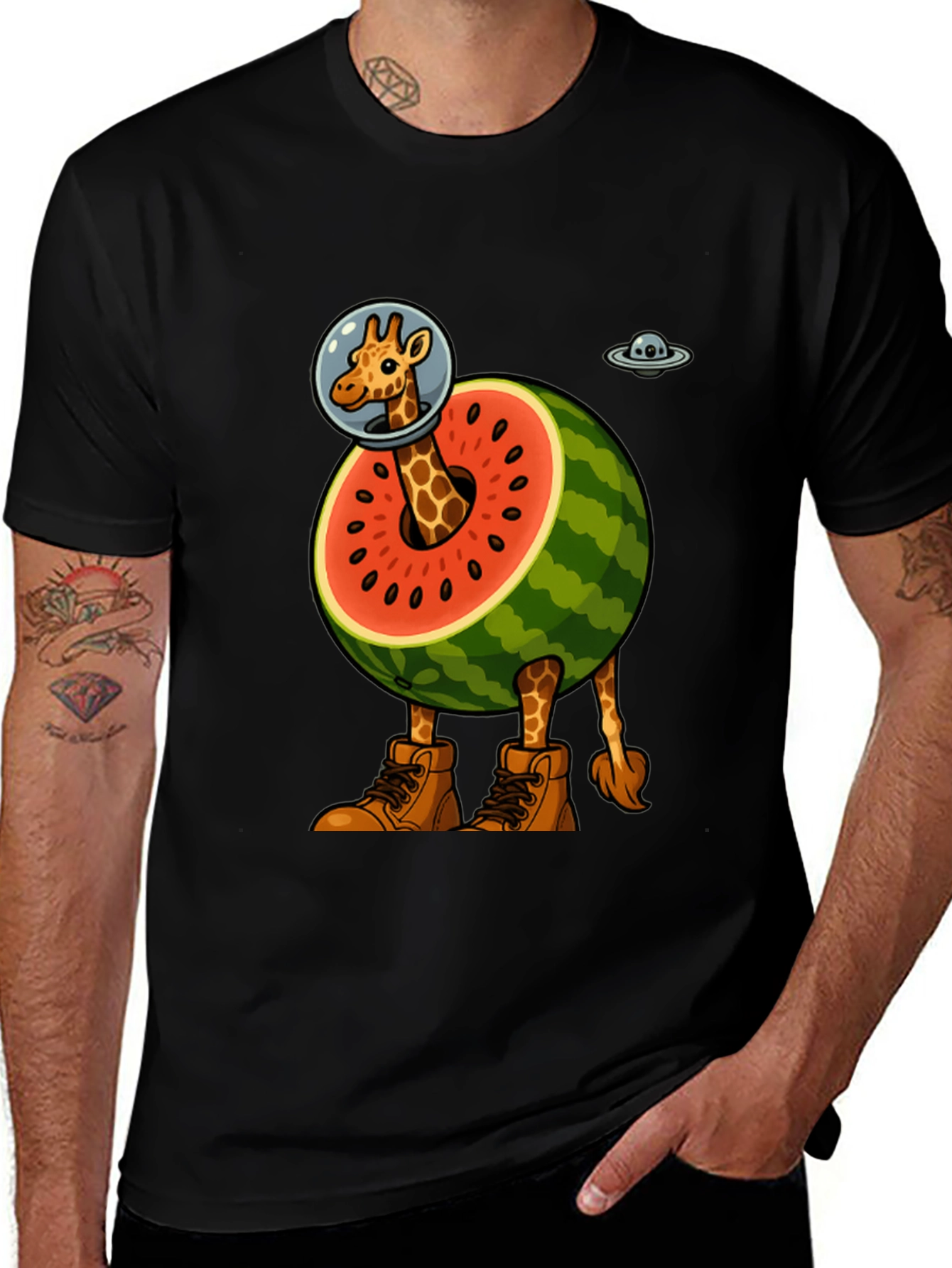 Variant 30 of Giraffe Astronaut Watermelon T-Shirt