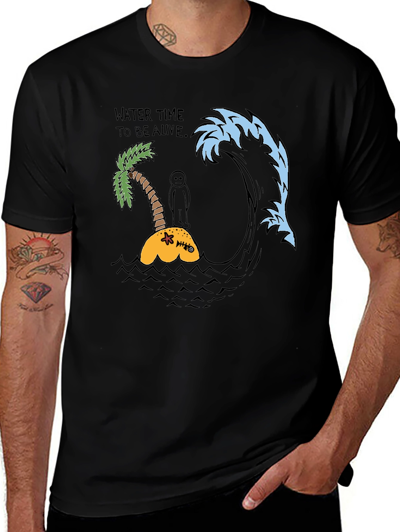 Variant 4 of Humorous "Water Time" Graphic Tee