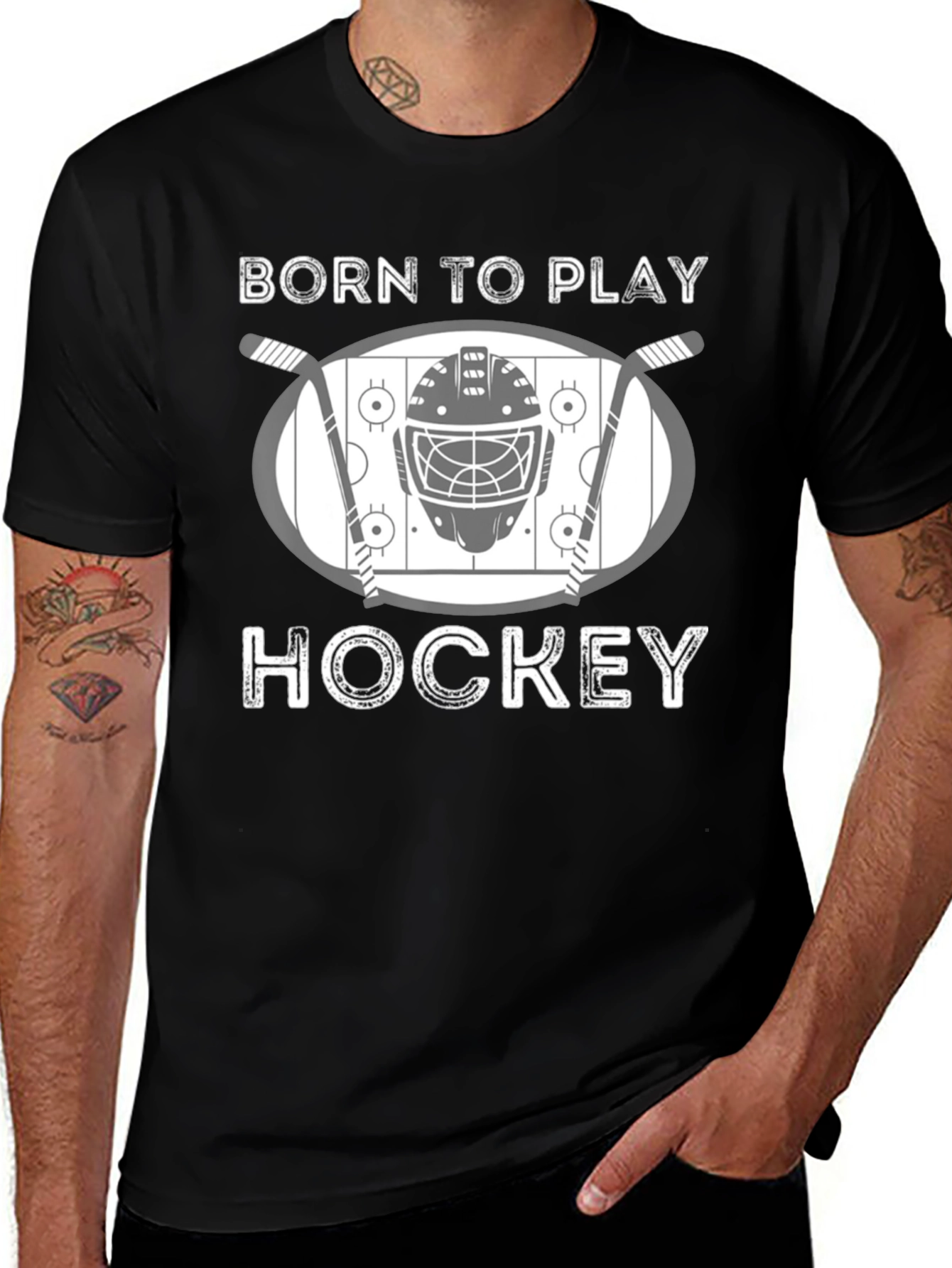 Variant 18 of Born to Play Hockey Graphic T-Shirt