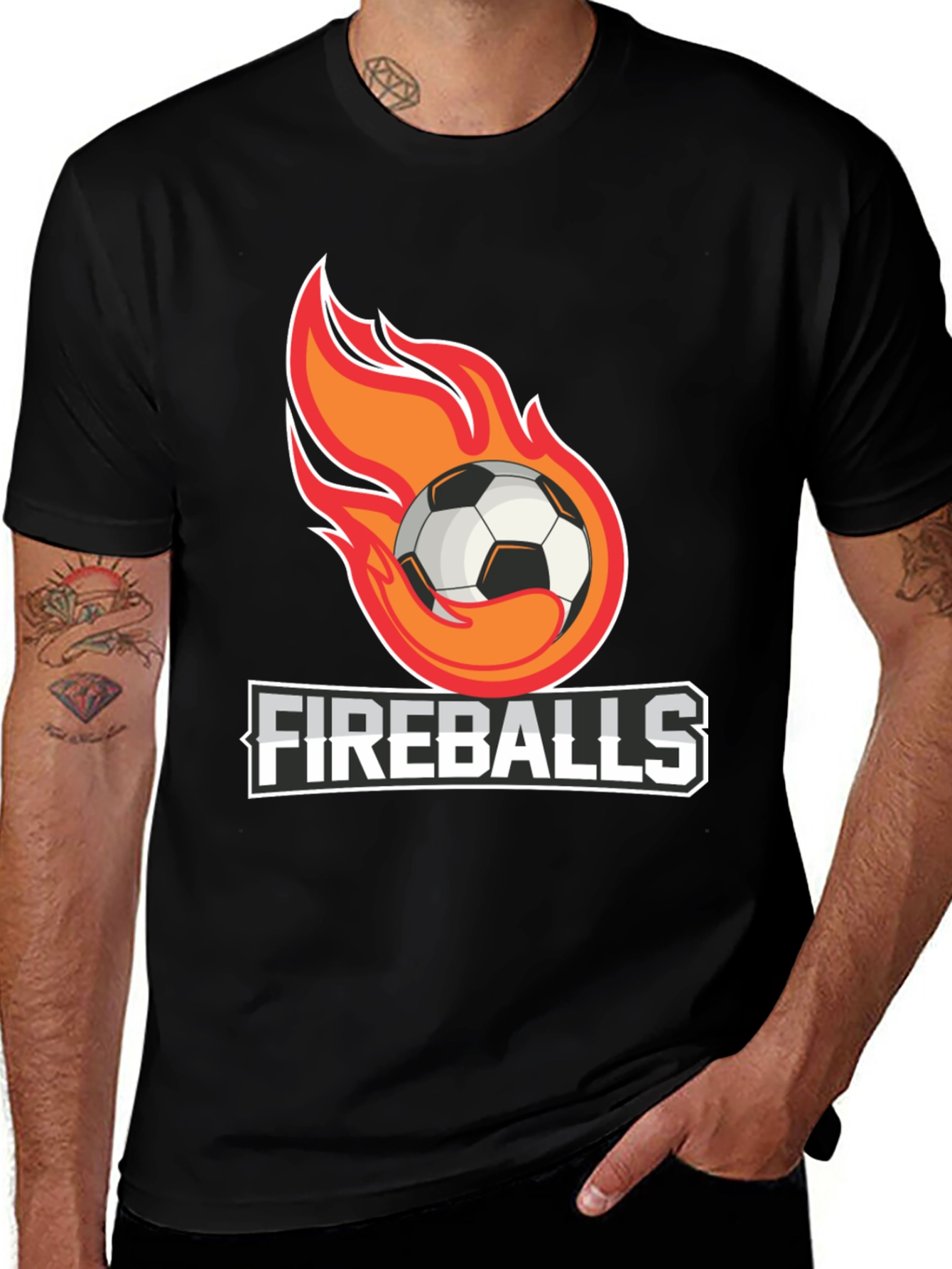 Variant 11 of Fiery Soccer Ball Graphic T-Shirt