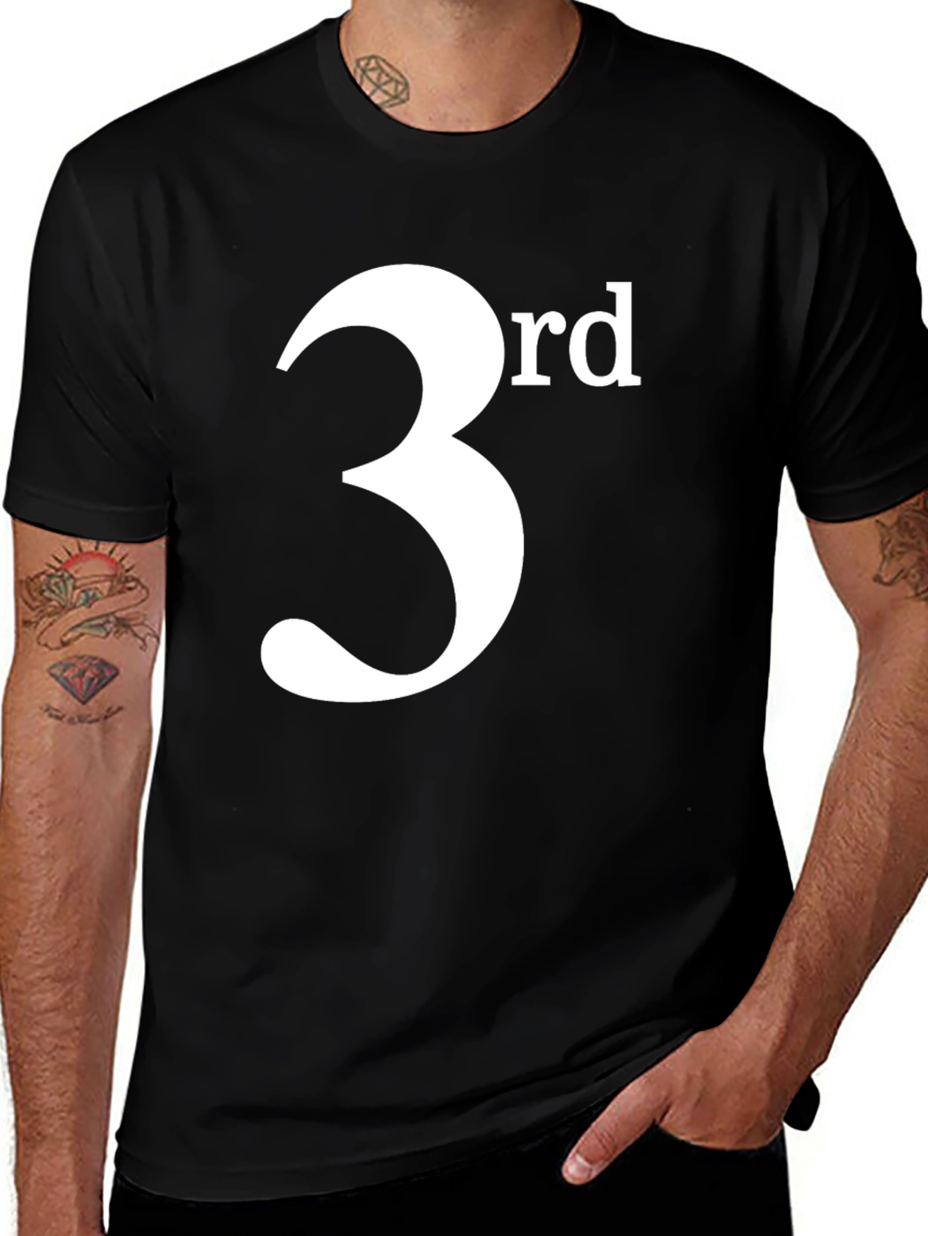 Variant 24 of 3rd T-Shirt - Black Cotton Blend Casual Tee