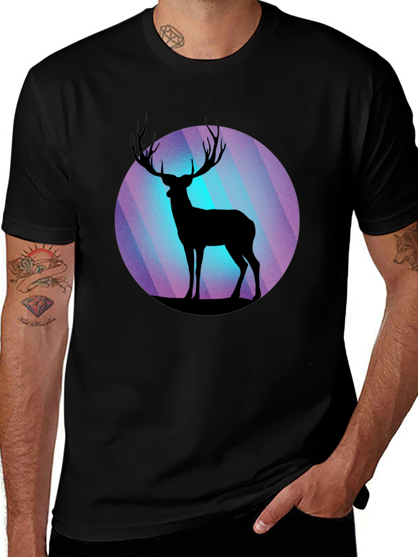 Variant 16 of Stag Silhouette Graphic Tee - Men's Black T-Shirt
