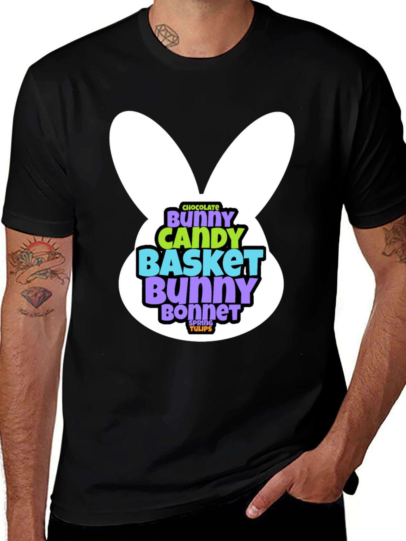 Easter Bunny T-Shirt - Chocolate Candy Basket Design