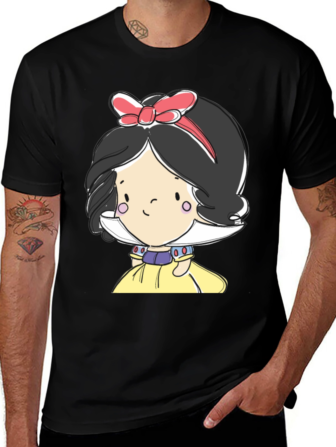 Snow White Graphic Tee - Black Cotton Blend