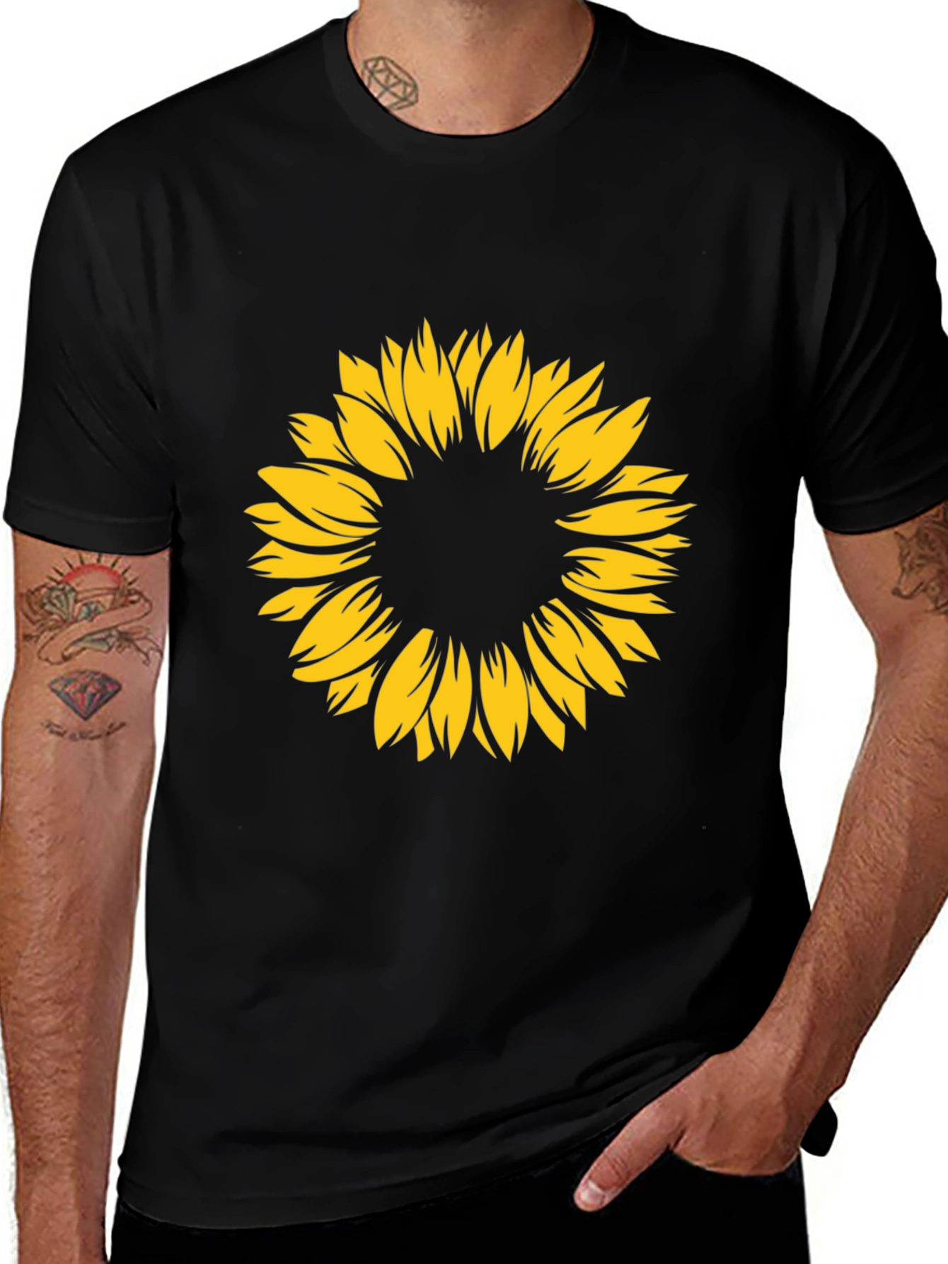 Variant 16 of Sunflower Graphic Black T-Shirt