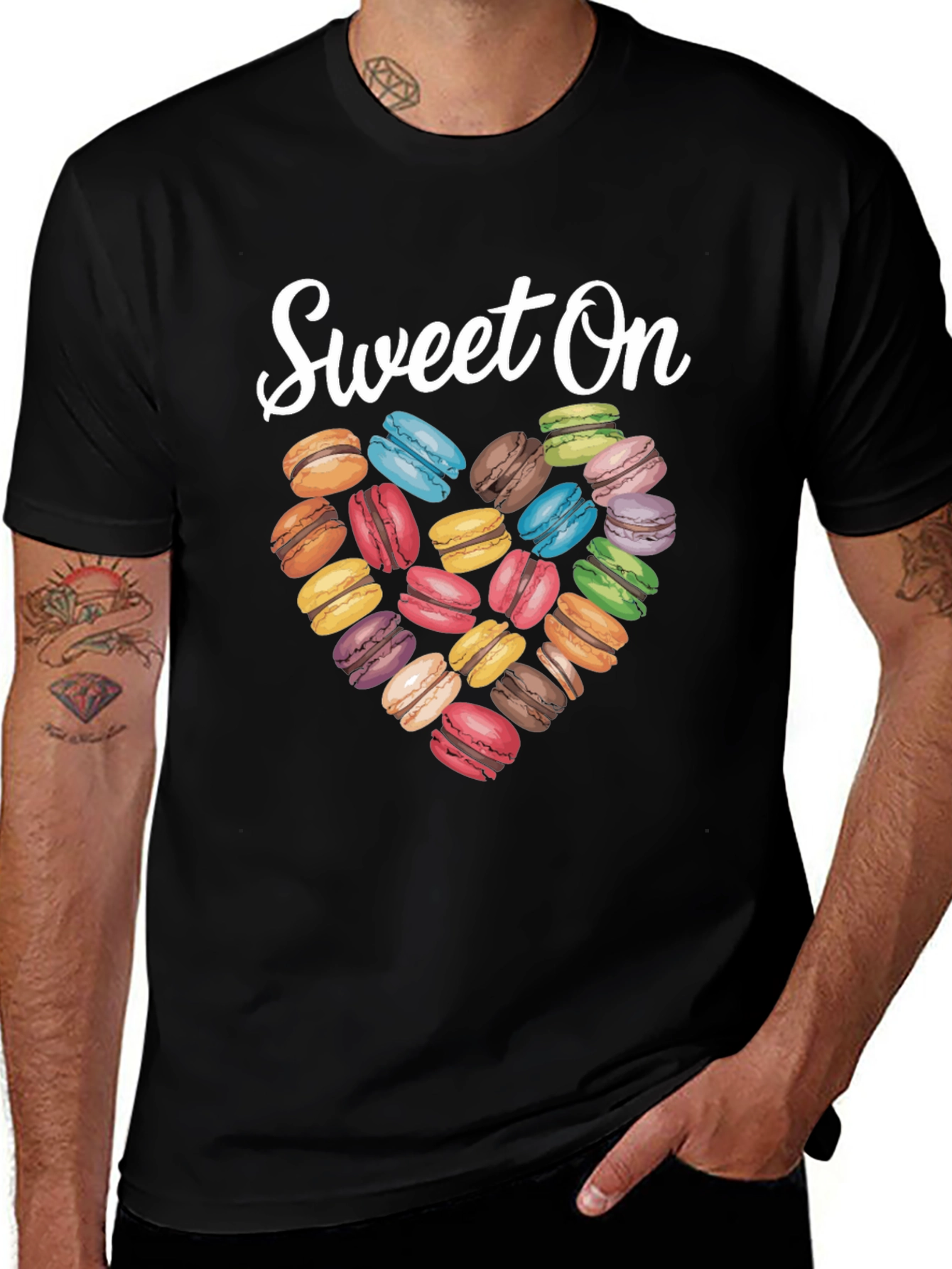 Variant 8 of Sweet On Macarons T-Shirt, Heart Design