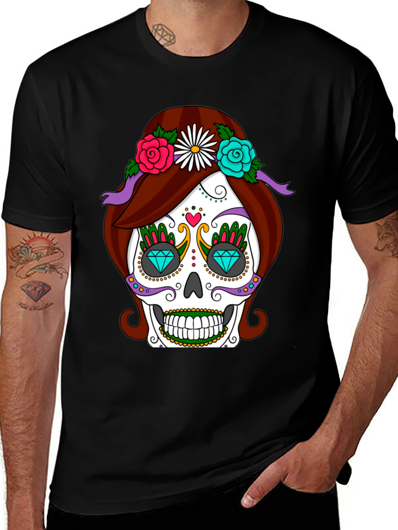 Variant 30 of Sugar Skull T-Shirt - Day of the Dead Style