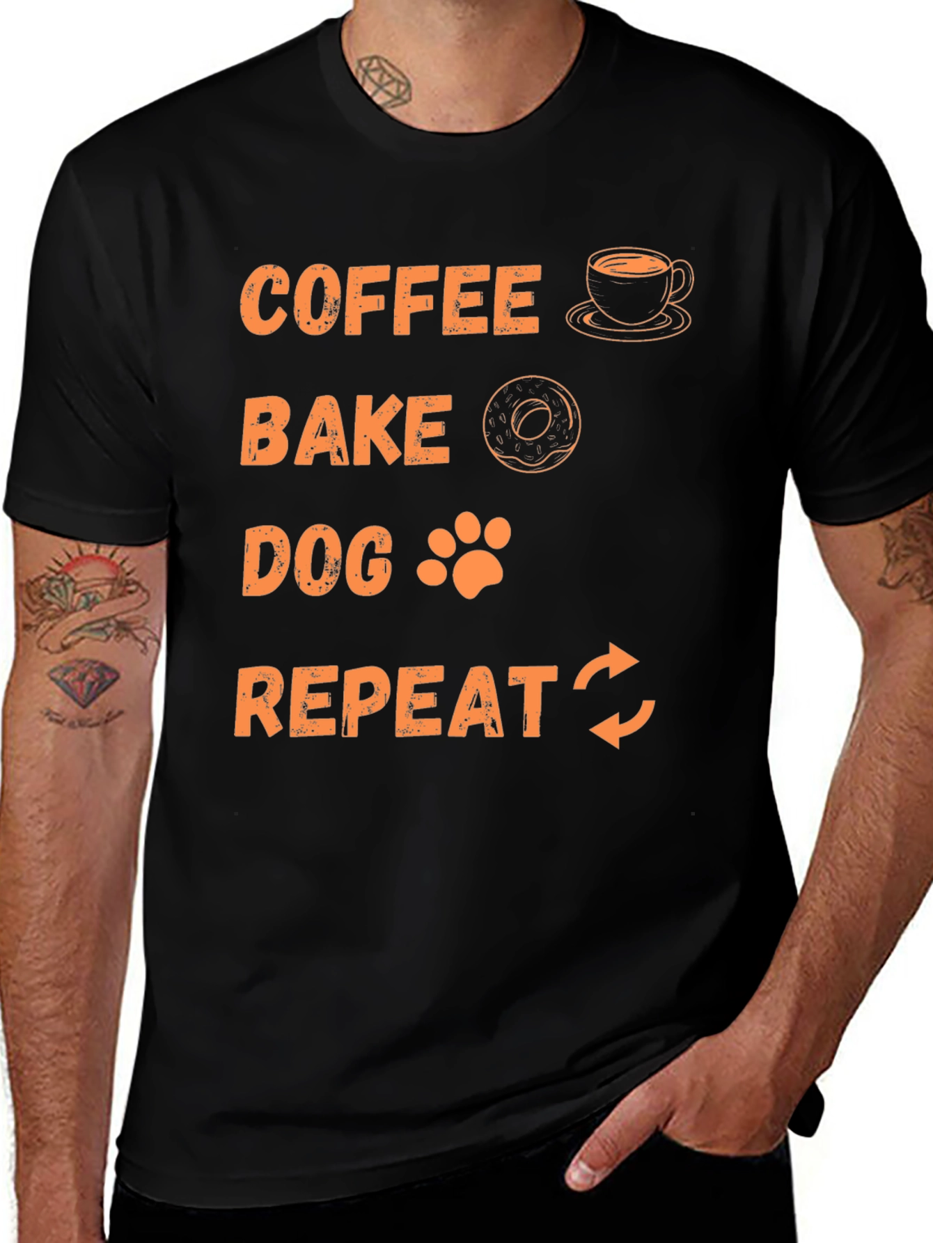 Variant 19 of Coffee Bake Dog Repeat Graphic Tee