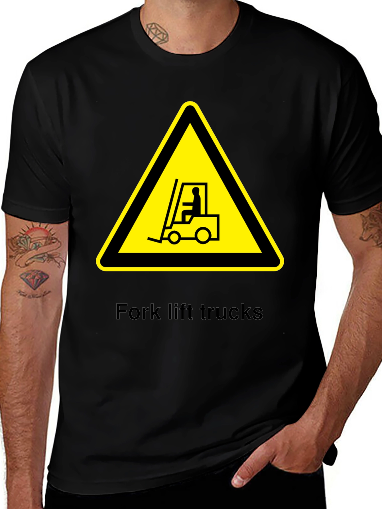 Variant 16 of Forklift Warning Sign Black T-Shirt