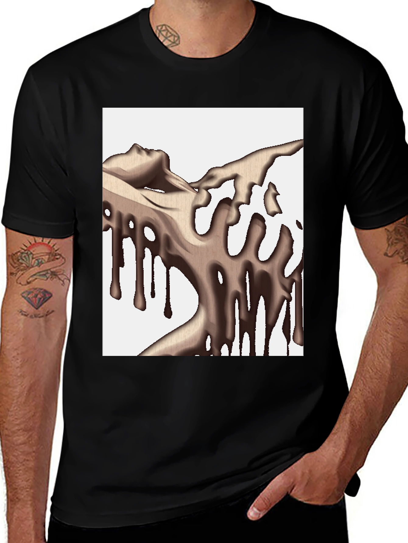 Variant 18 of Abstract Drip Art Black T-Shirt