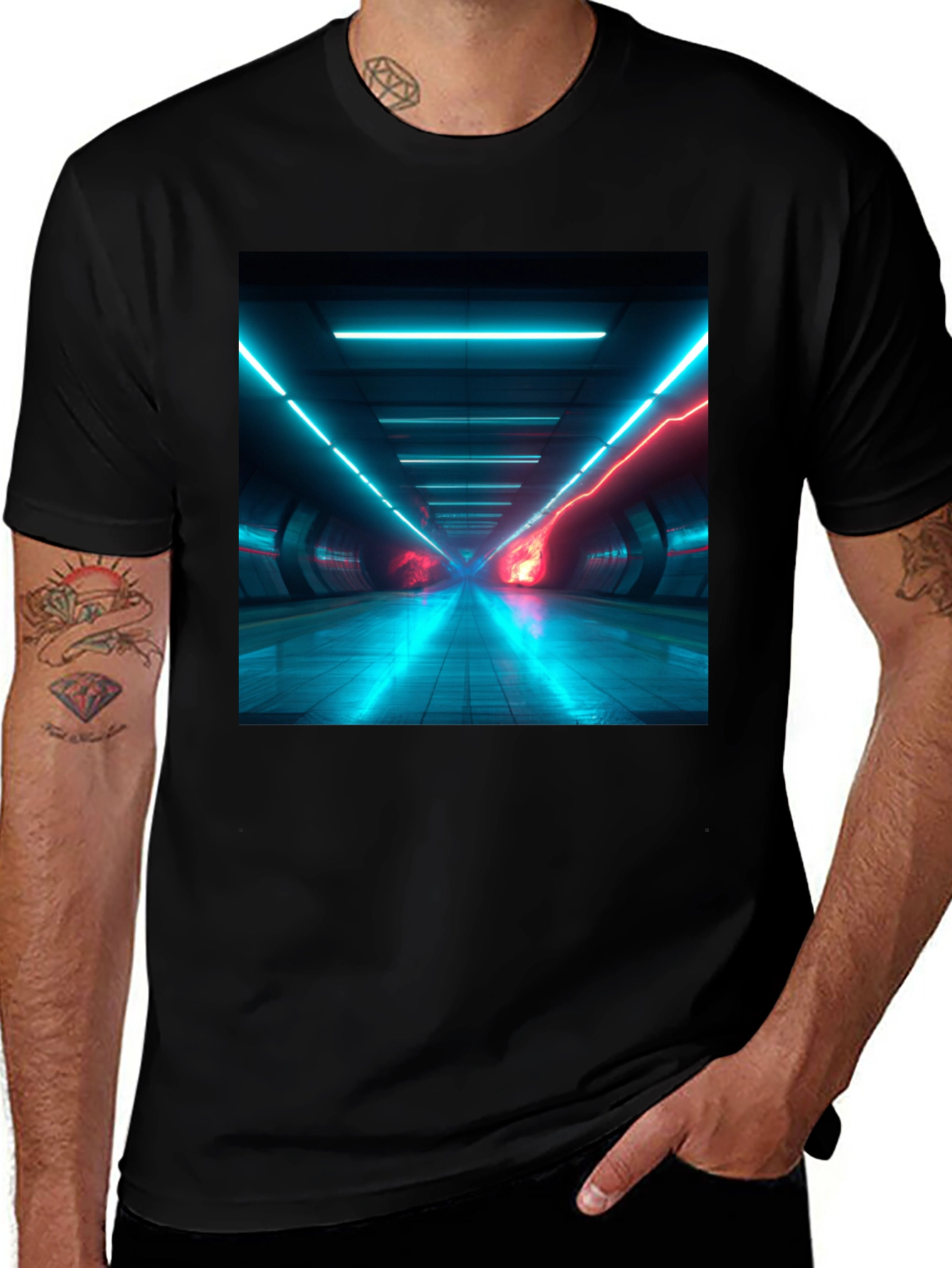 Variant 29 of Cyberpunk Tunnel Vision T-Shirt - Black
