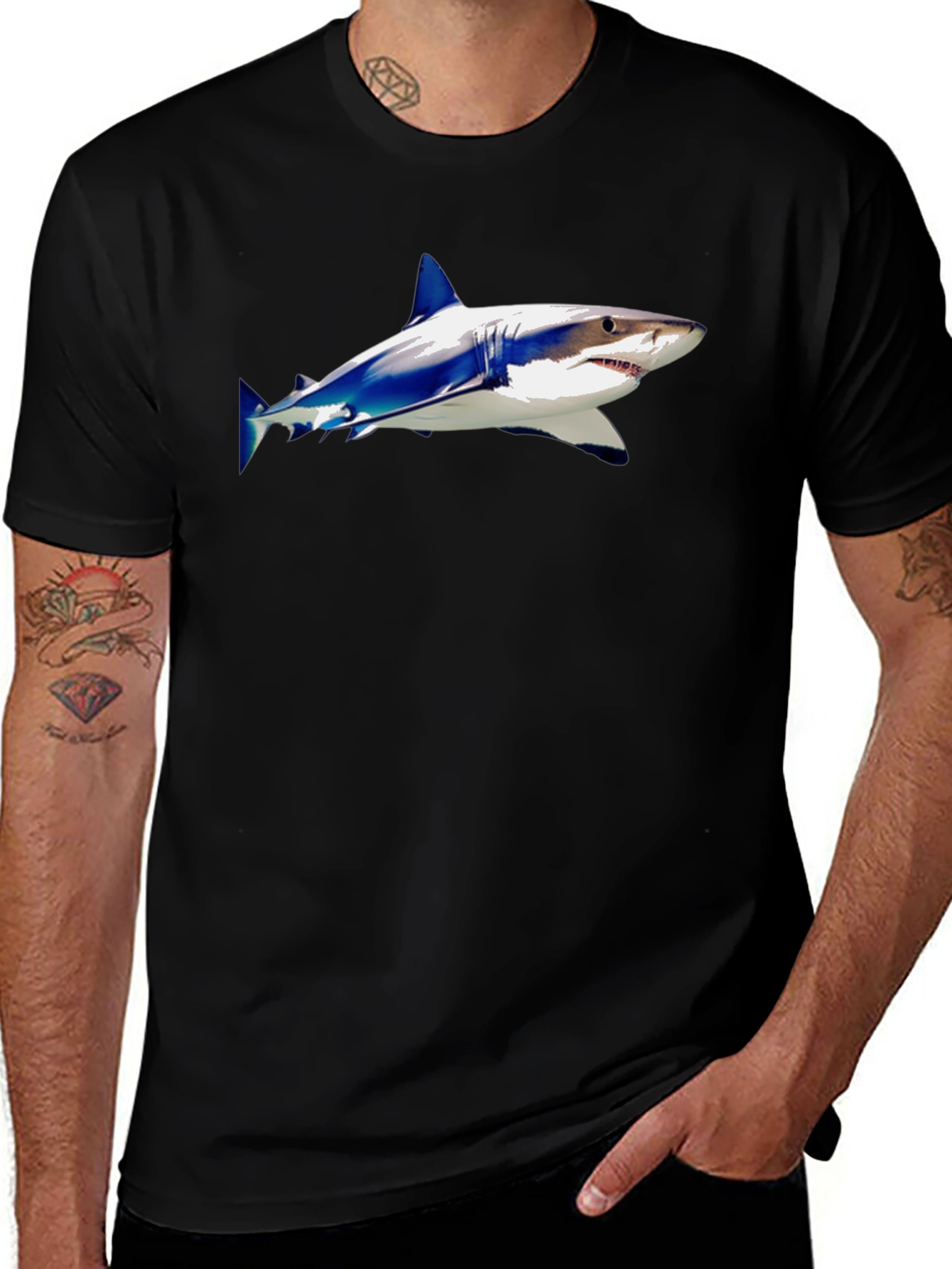 Variant 13 of Shark Graphic Tee - Stylish Men's Black T-Shirt