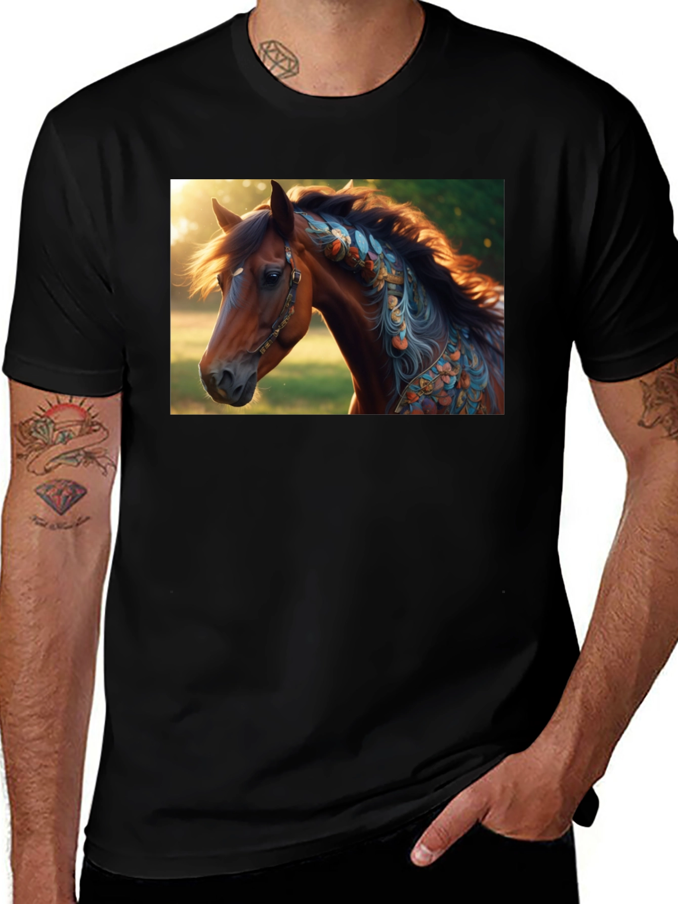 Variant 2 of Horse Graphic Black T-Shirt