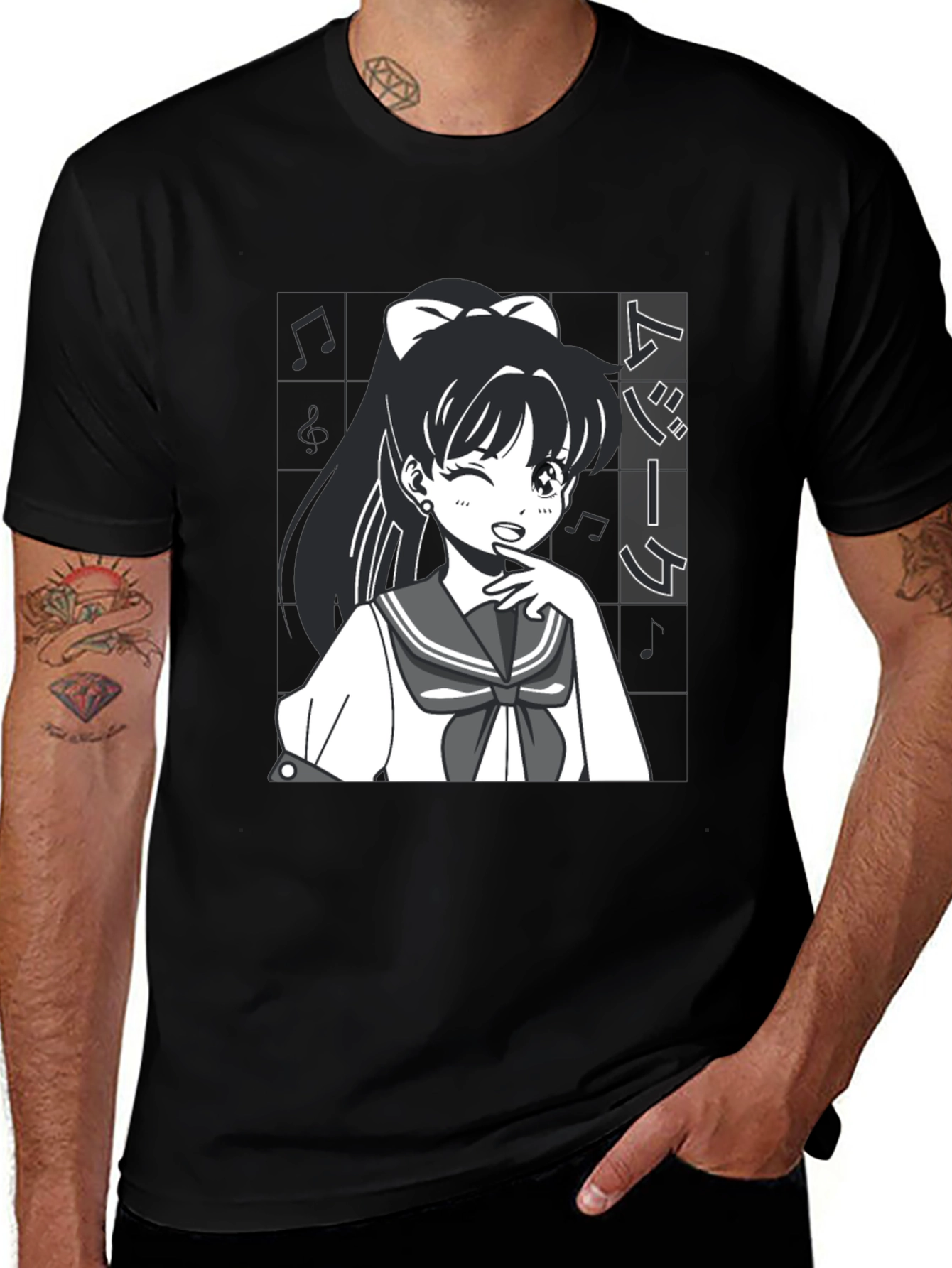 Variant 28 of Anime Girl Graphic Black T-Shirt