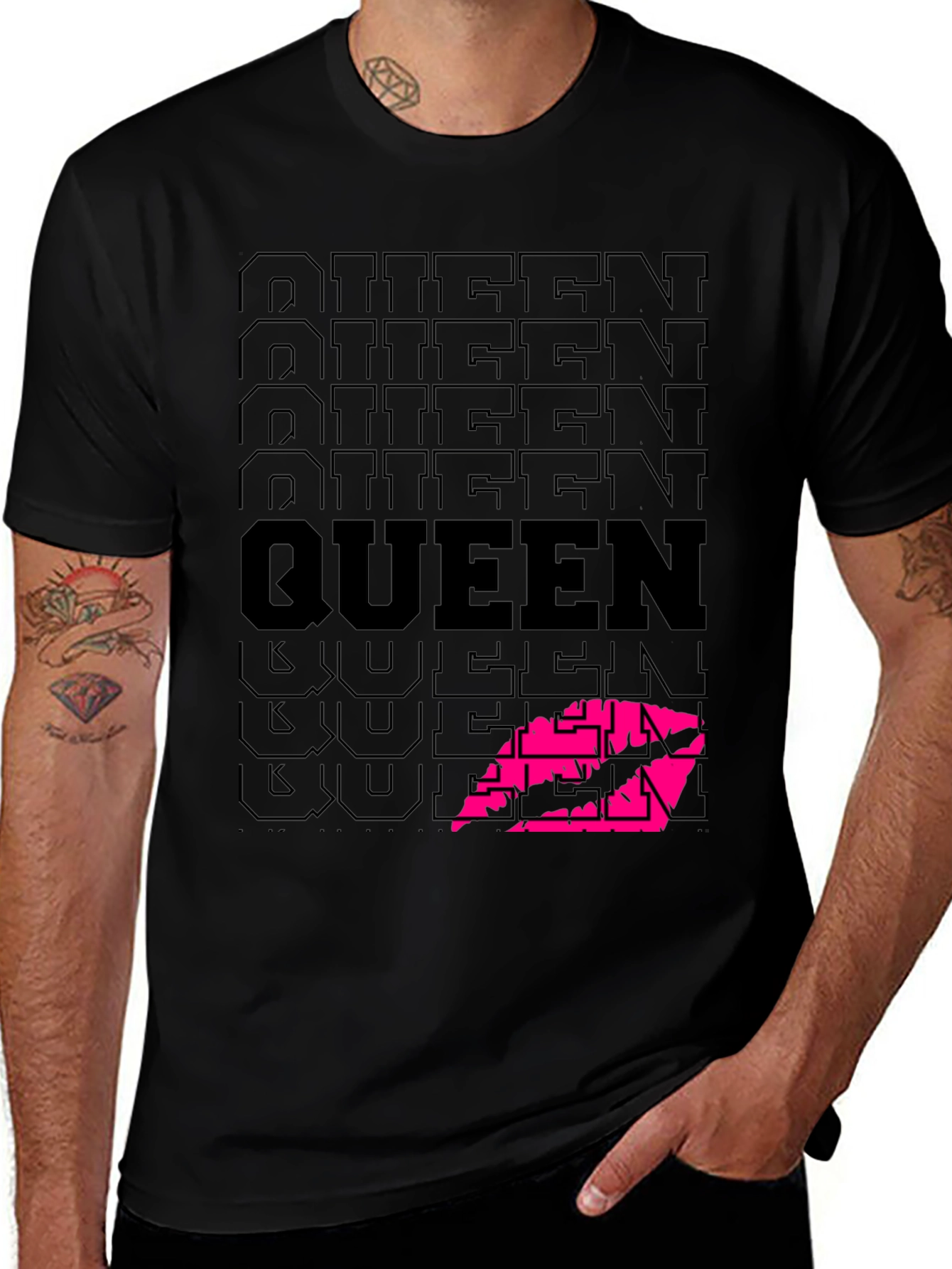 Variant 2 of Queen Lips Graphic Black T-Shirt