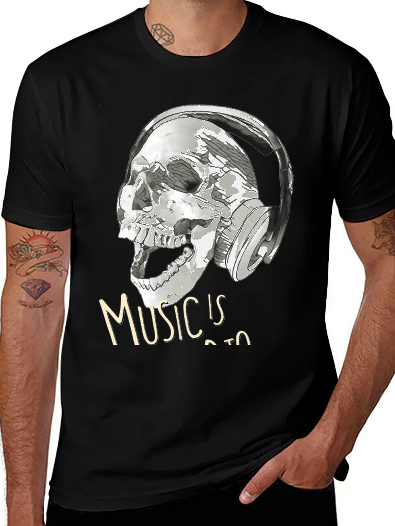 Variant 14 of Skull Headphones Graphic T-Shirt - Music Lover Tee