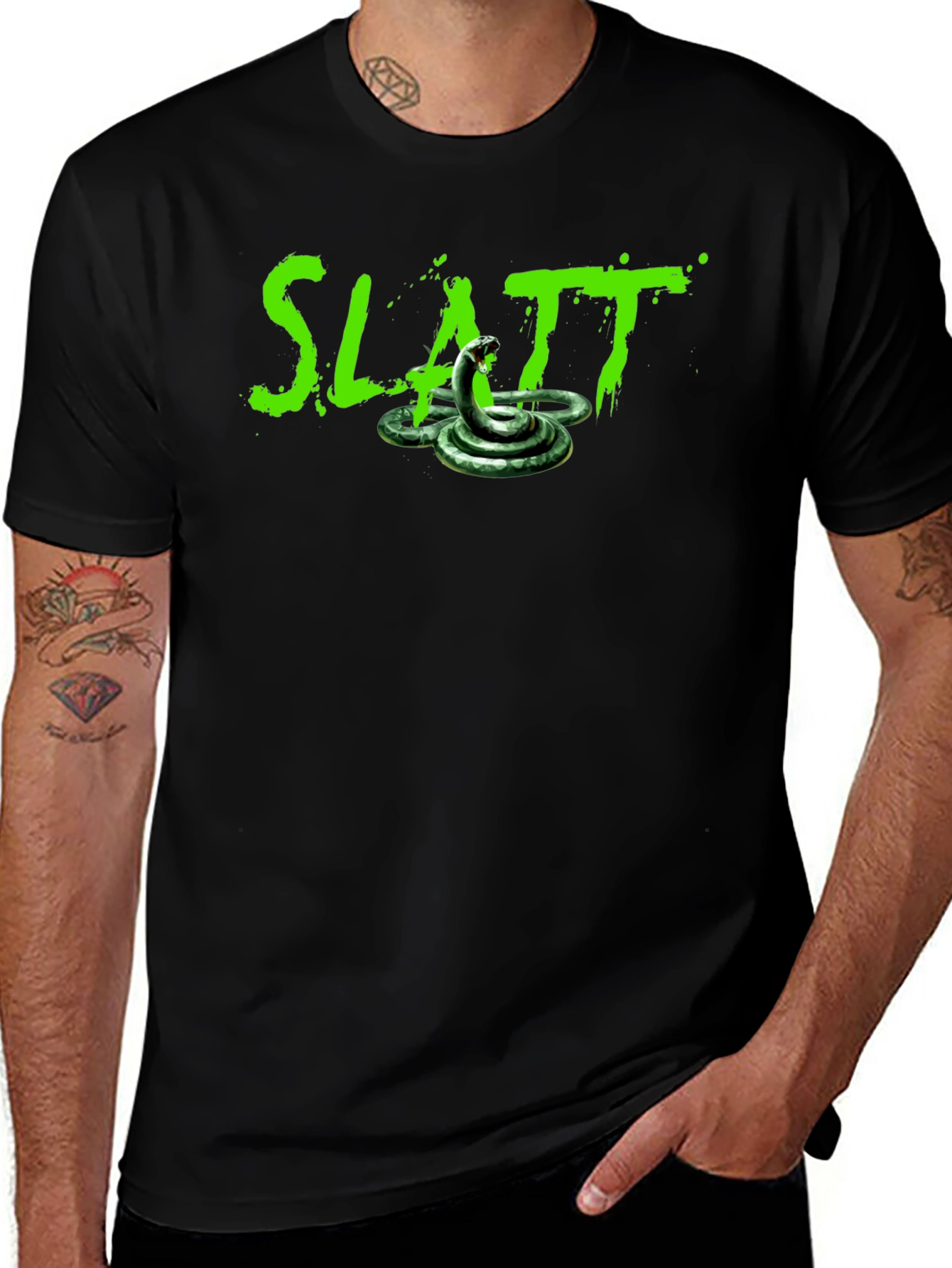 Variant 20 of SLATT Snake Print Black T-Shirt