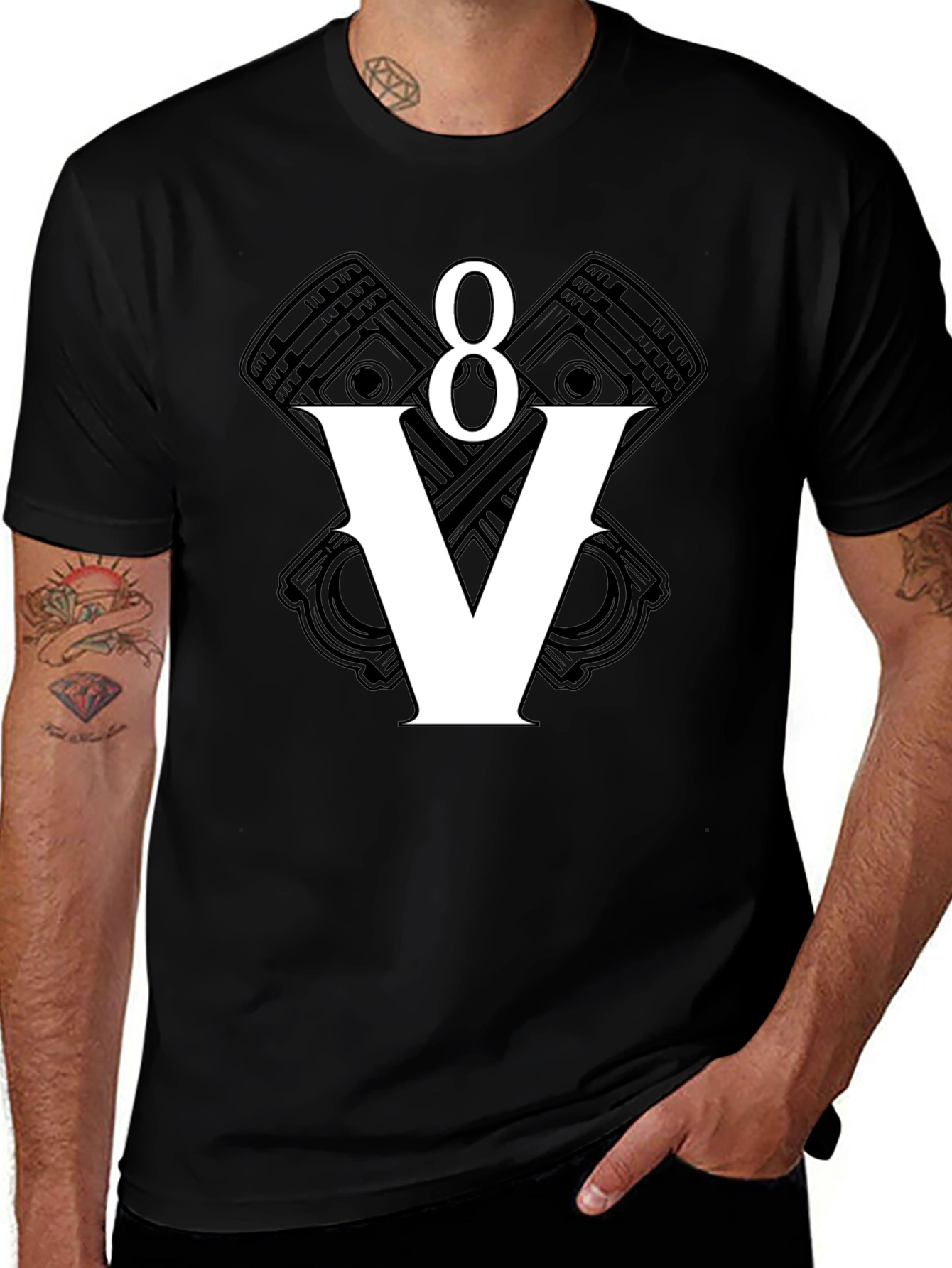 V8 Engine Black T-Shirt