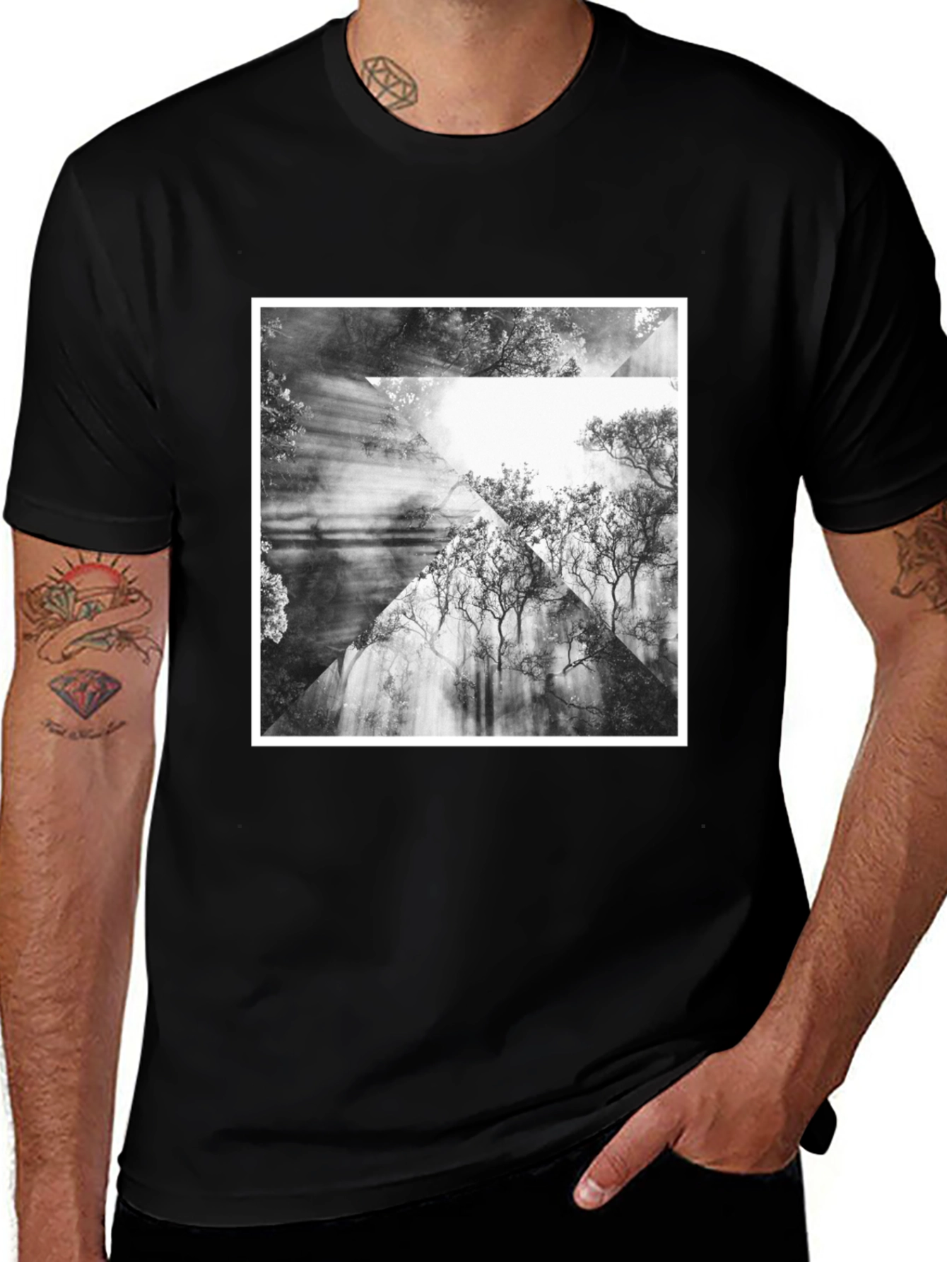 Variant 10 of Abstract Forest Graphic Tee - Black