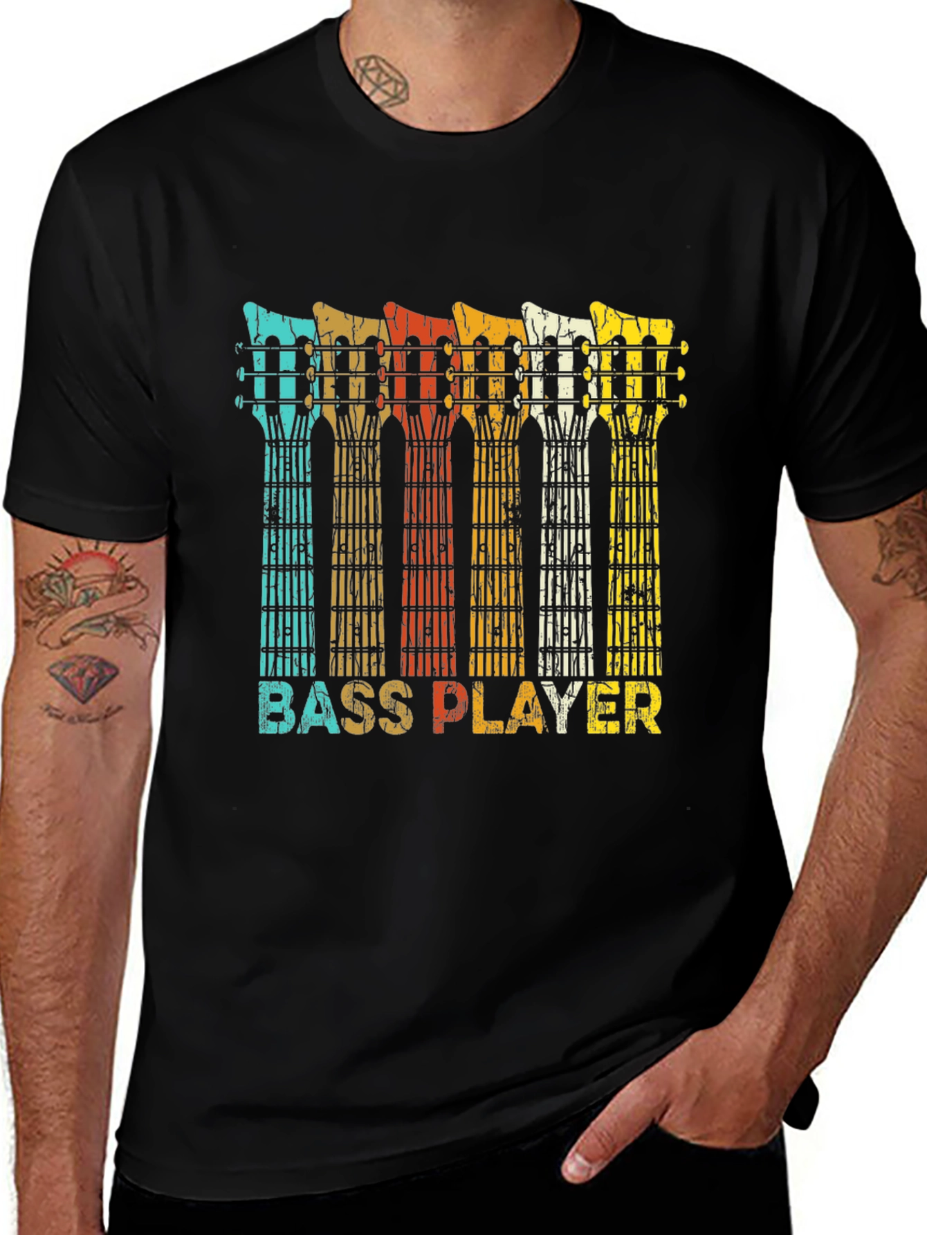 Variant 21 of Bass Player Retro T-Shirt - Music Lover Tee