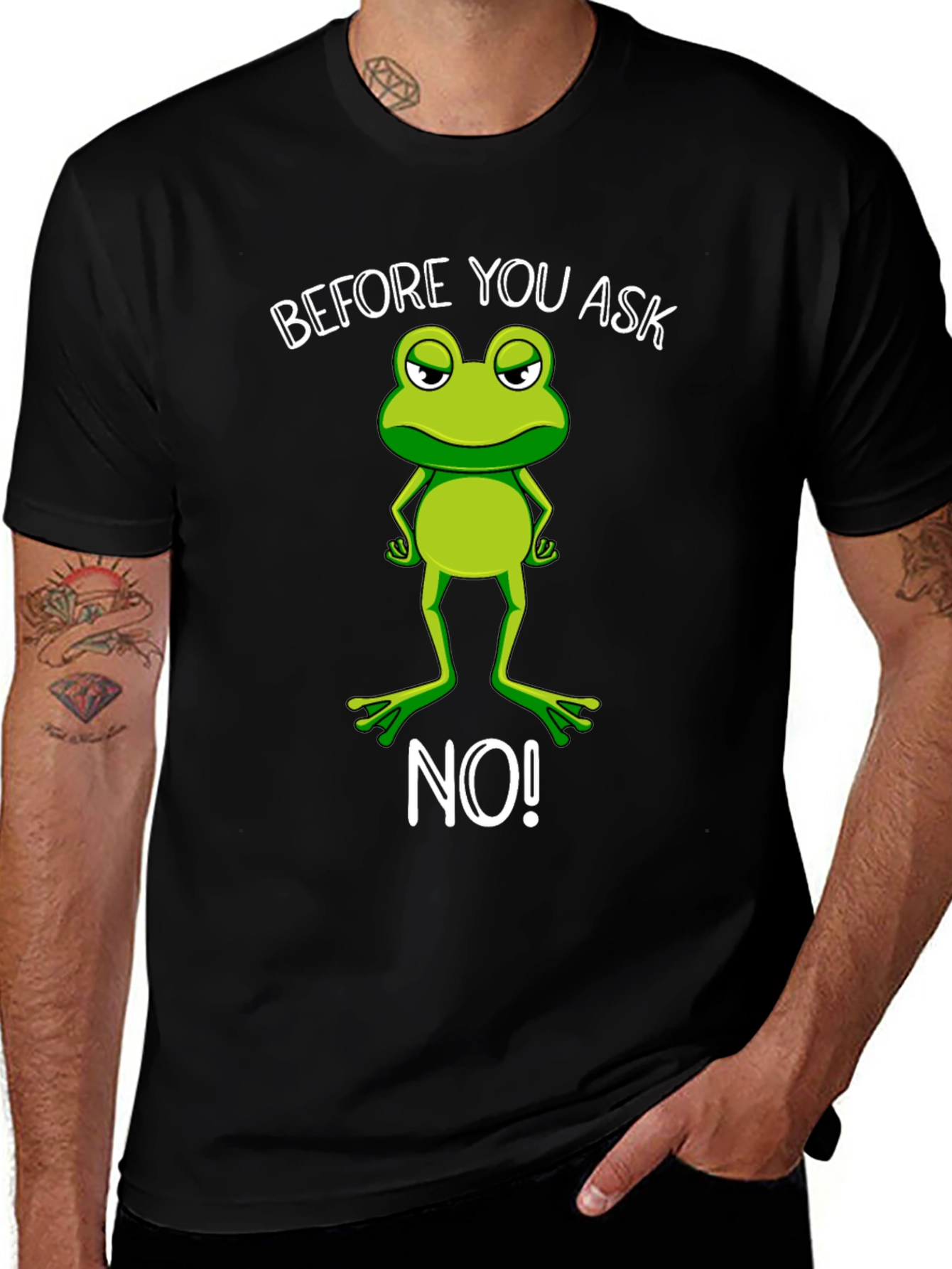 Variant 27 of Funny Frog Graphic Tee - Before You Ask, No!