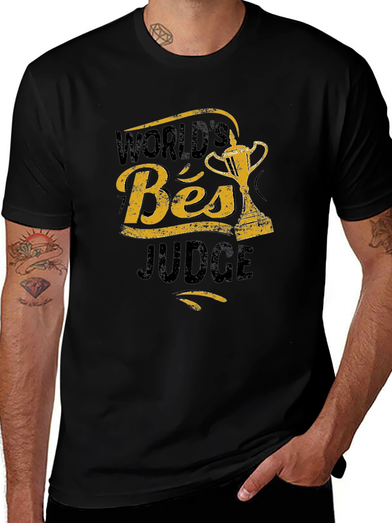 Variant 4 of World's Best Judge T-Shirt - Novelty Trophy Design