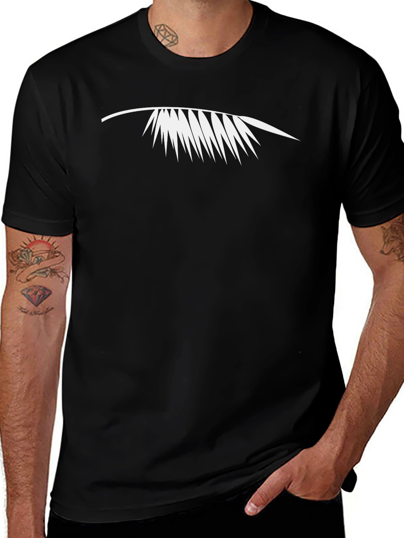 Modern Minimalist Palm Leaf Graphic Tee - Black