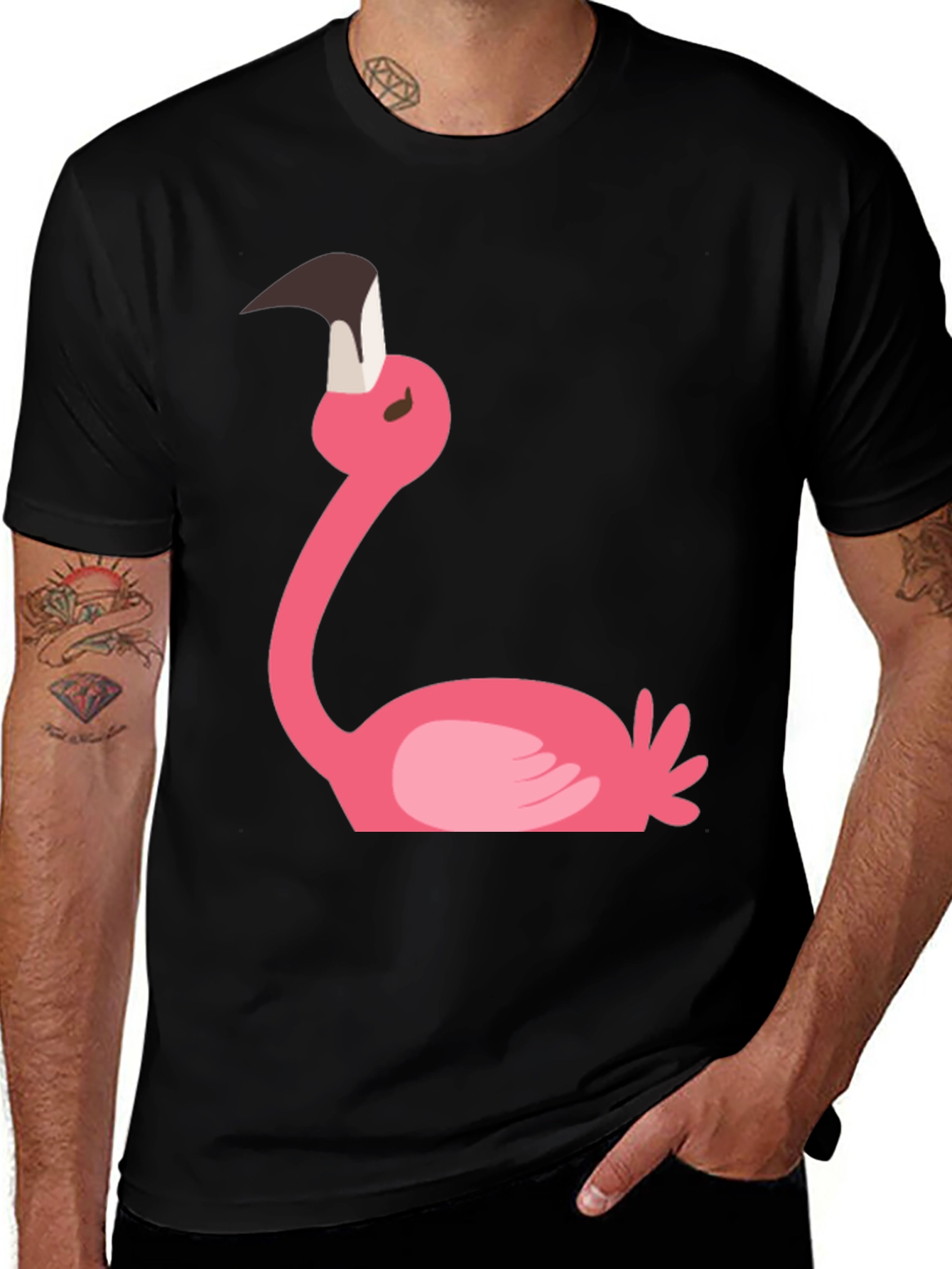 Variant 18 of Funny Flamingo Graphic Tee - Casual Black T-Shirt