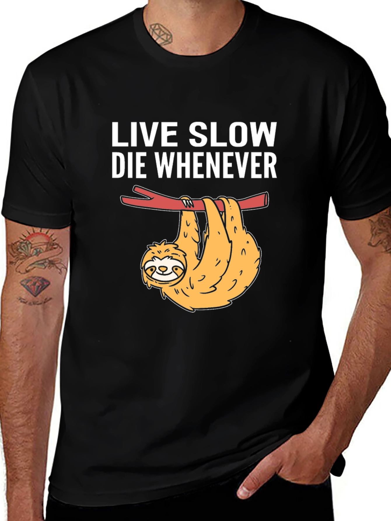 Variant 13 of Live Slow Die Whenever Sloth Graphic Tee