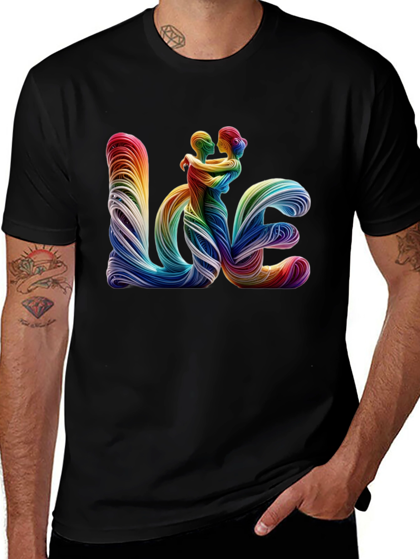 Black Rainbow LOVE Graphic Tee - LGBTQ Pride Shirt main image