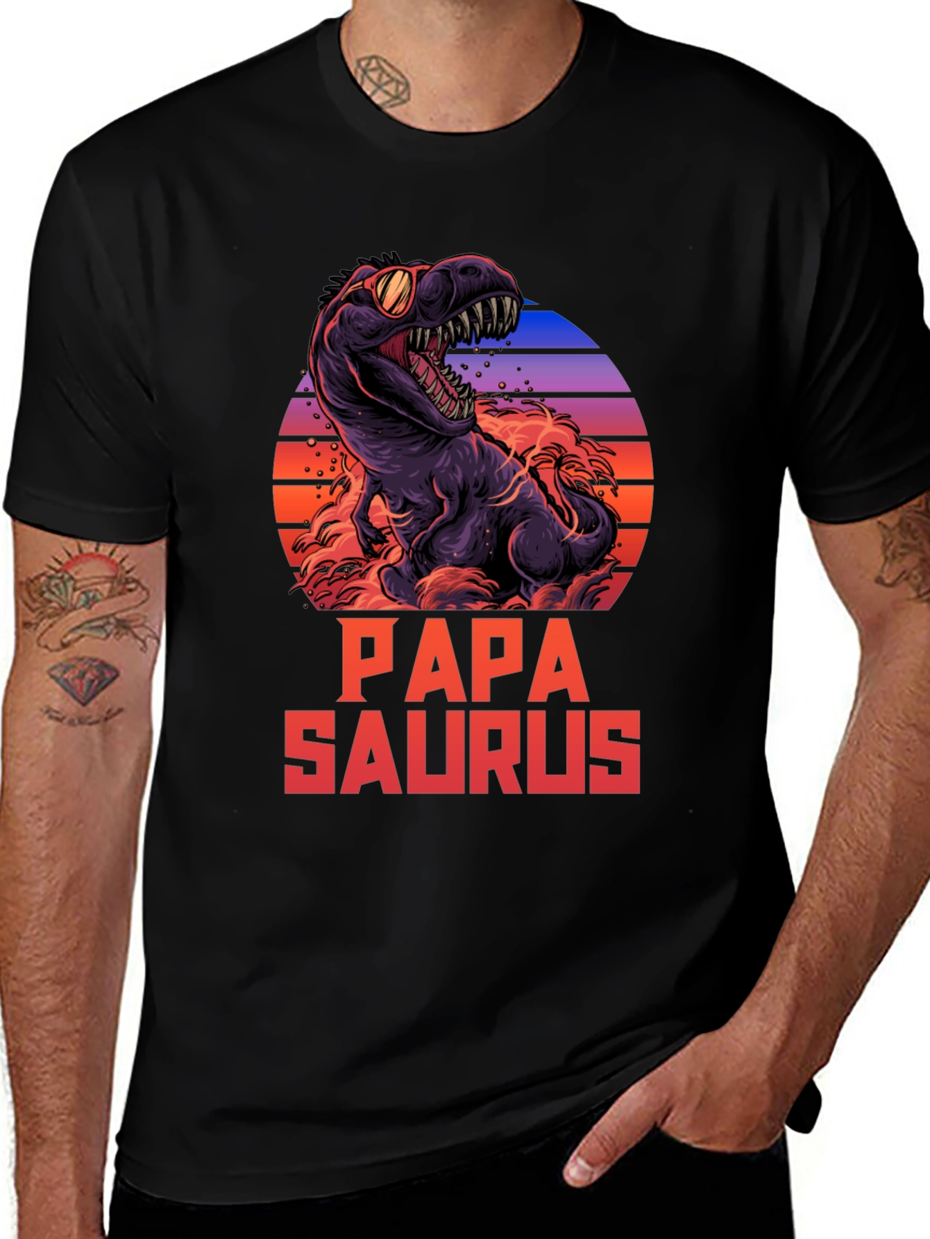 Papa Saurus T-Shirt - Retro Dinosaur Dad Tee