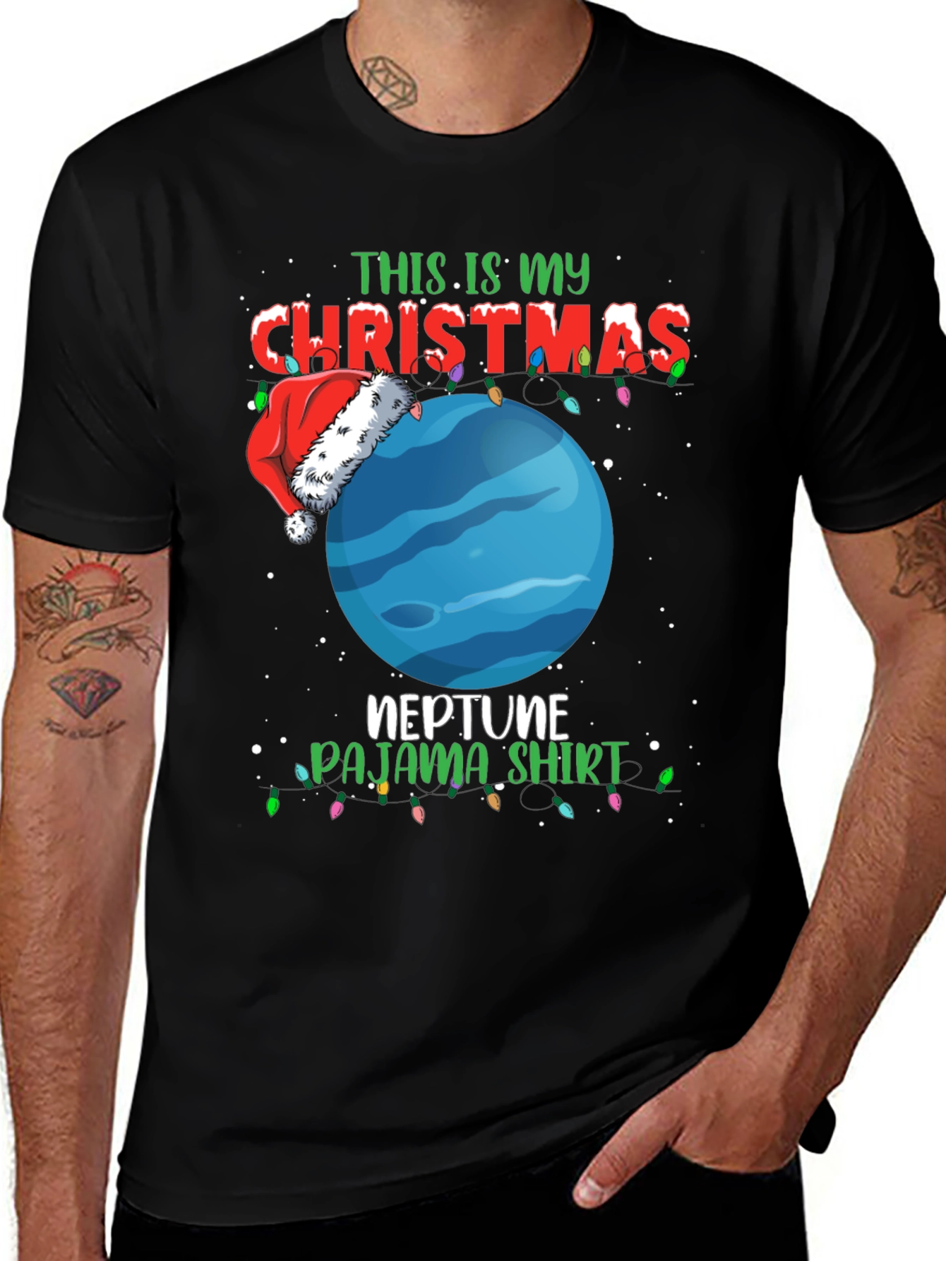 Christmas Neptune Pajama Shirt - Holiday Space Tee