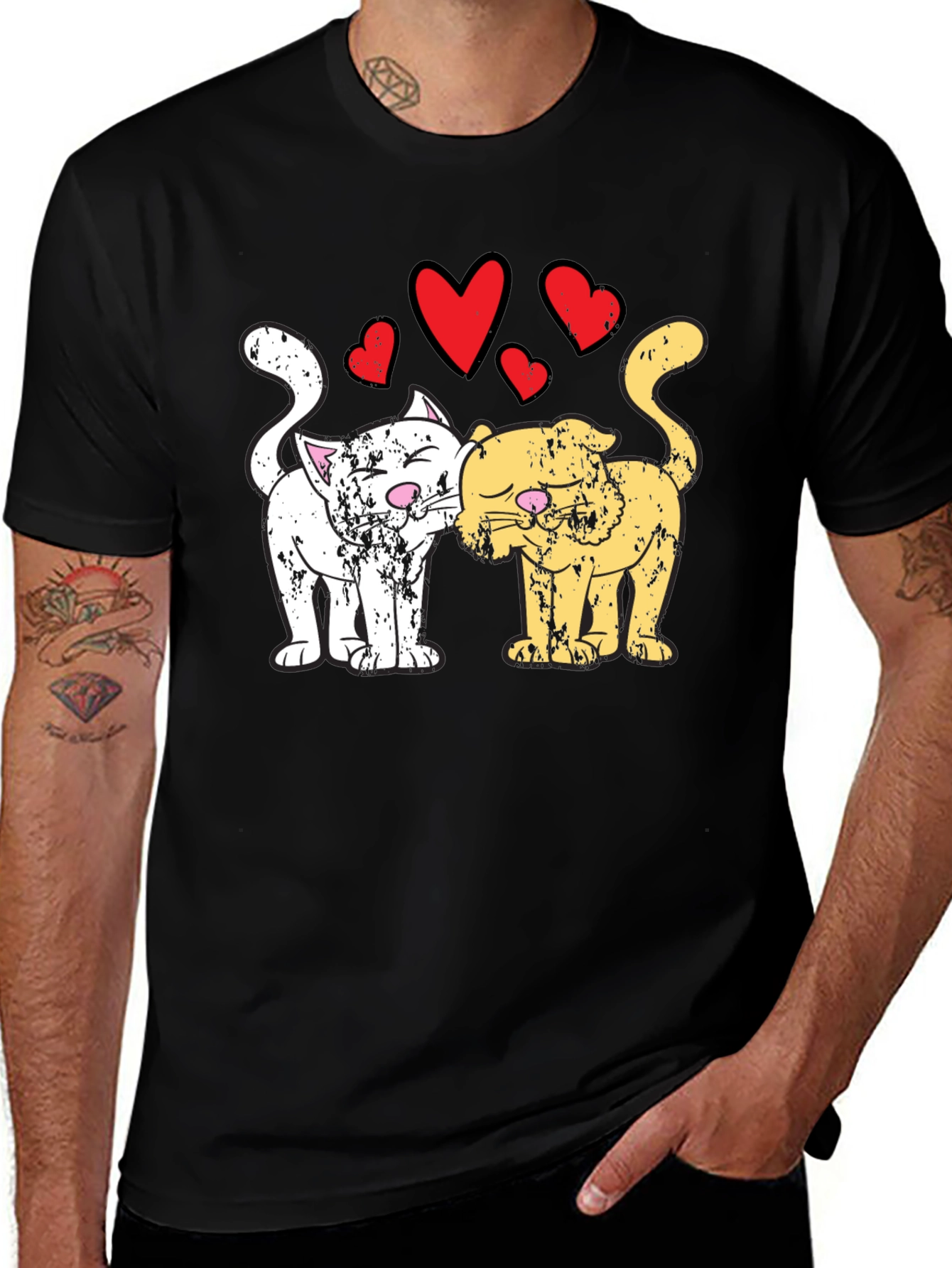 Black Cats in Love T-Shirt Black main image