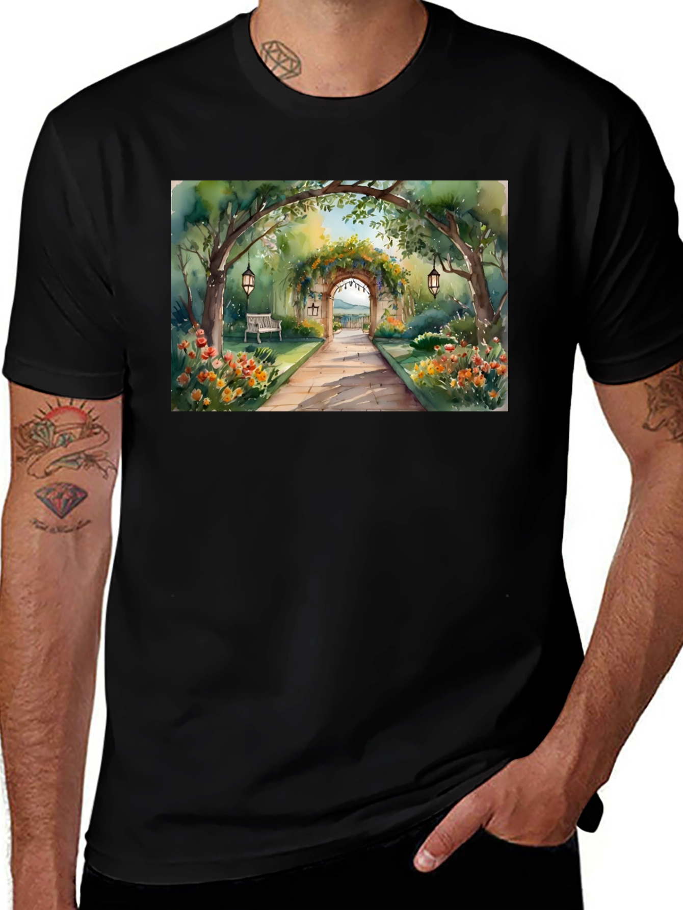 Variant 10 of Watercolor Garden Path T-Shirt