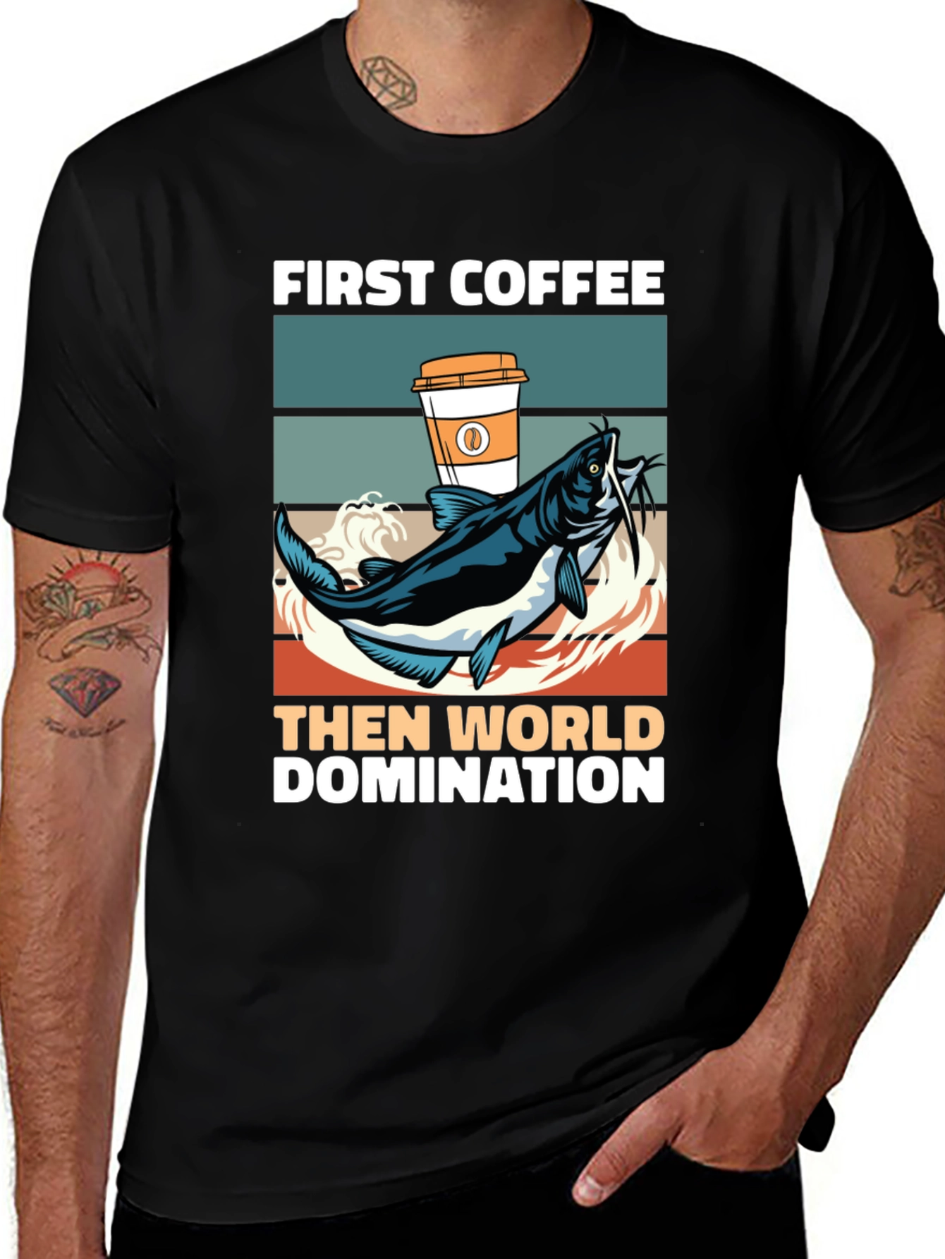 Funny Coffee and Fishing T-Shirt