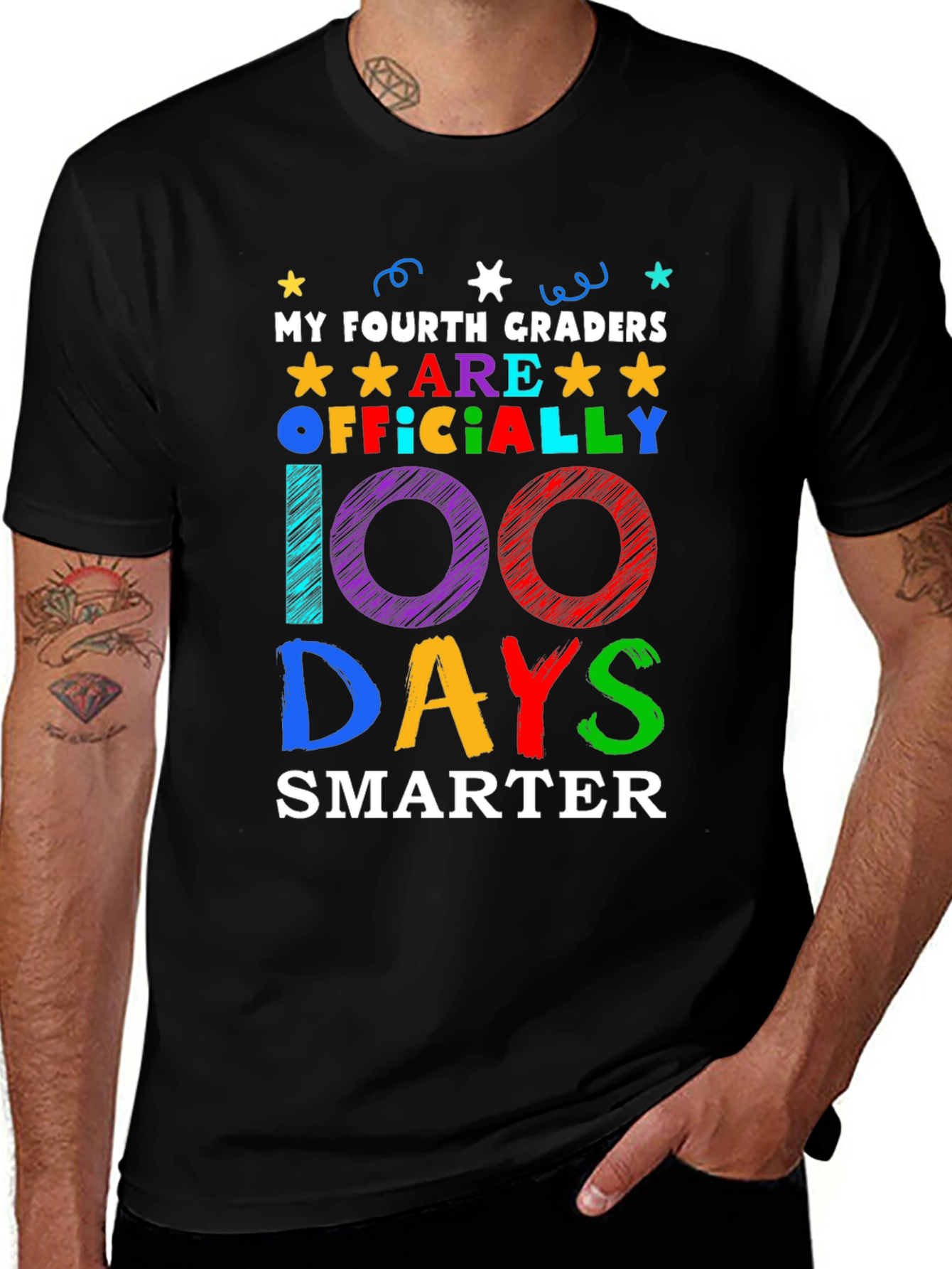 100 Days Smarter T-Shirt - Fourth Grade Teacher Gift