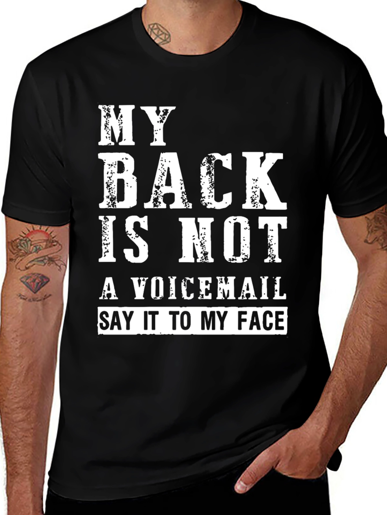 Variant 10 of Funny 'My Back Is Not A Voicemail' Graphic T-Shirt