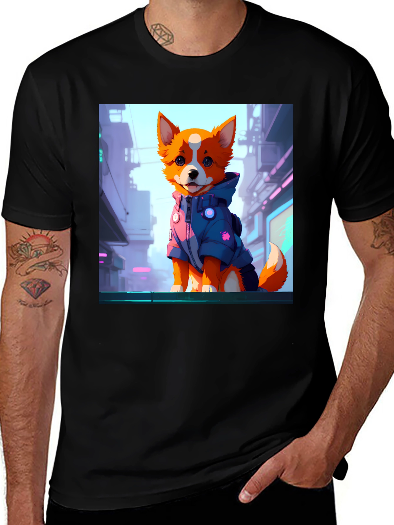 Variant 3 of Cyberpunk Corgi T-Shirt - Unique Graphic Tee