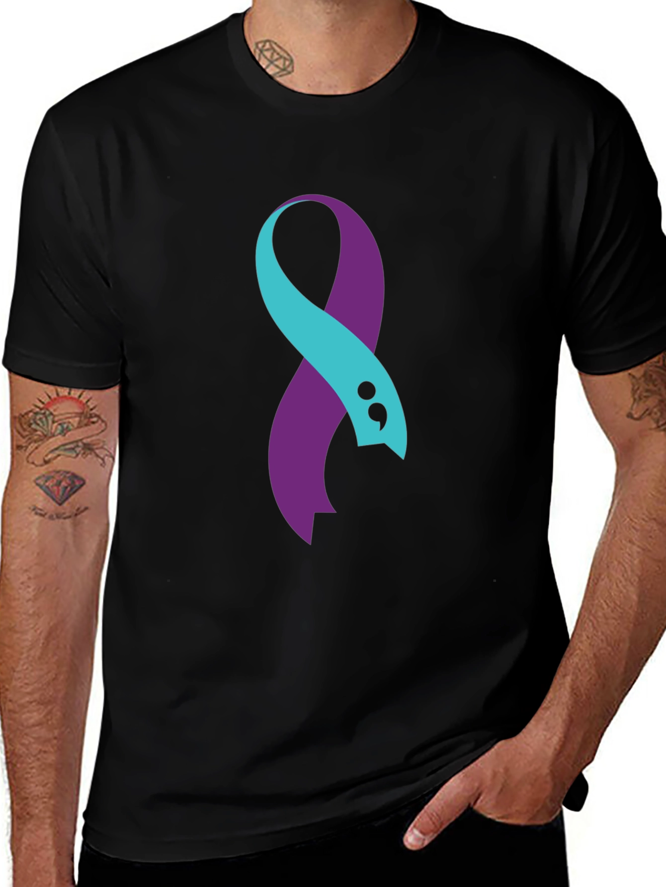 Variant 16 of Semicolon Ribbon Mental Health Awareness T-Shirt