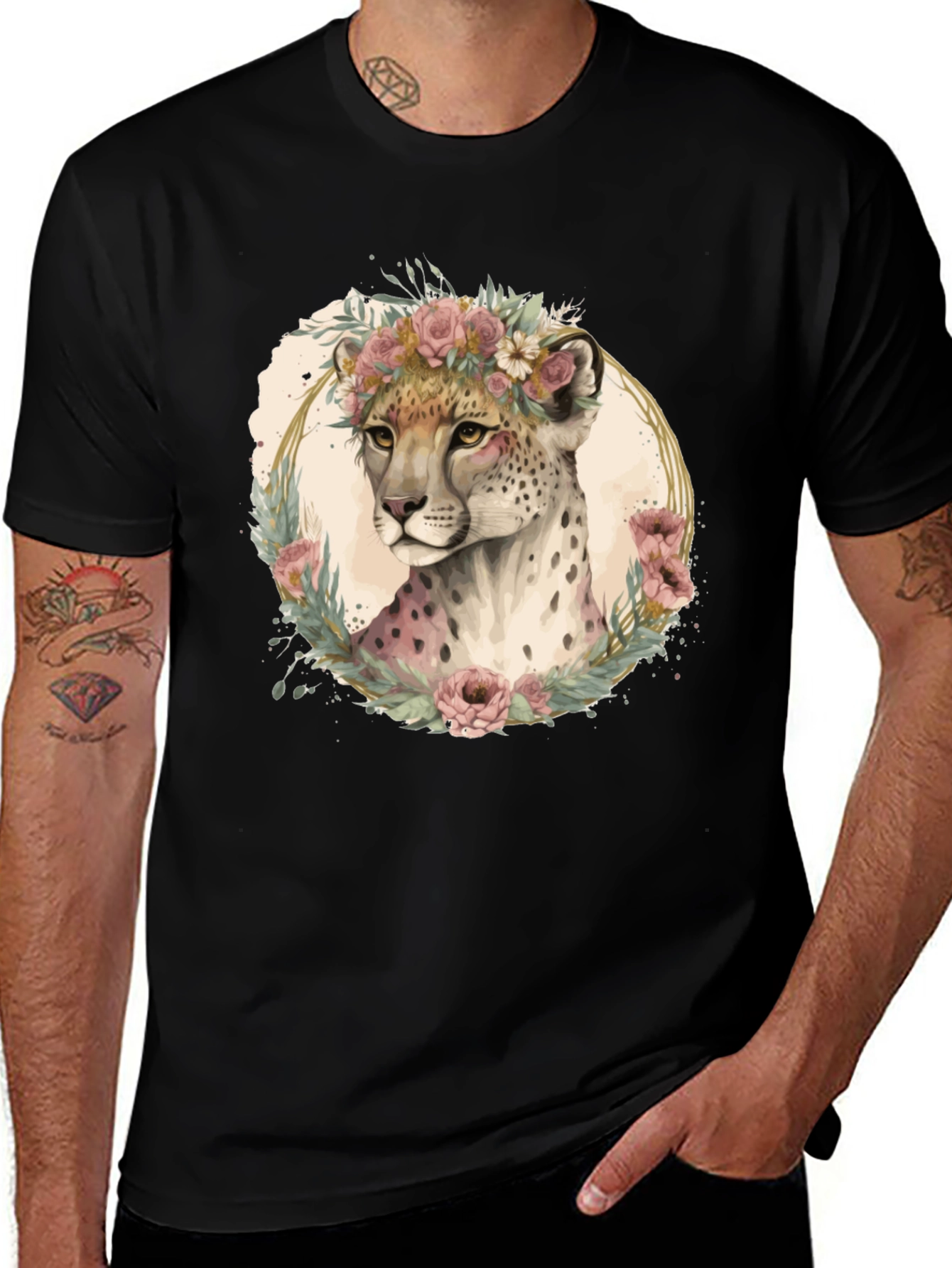 Variant 3 of Floral Cheetah Graphic Tee