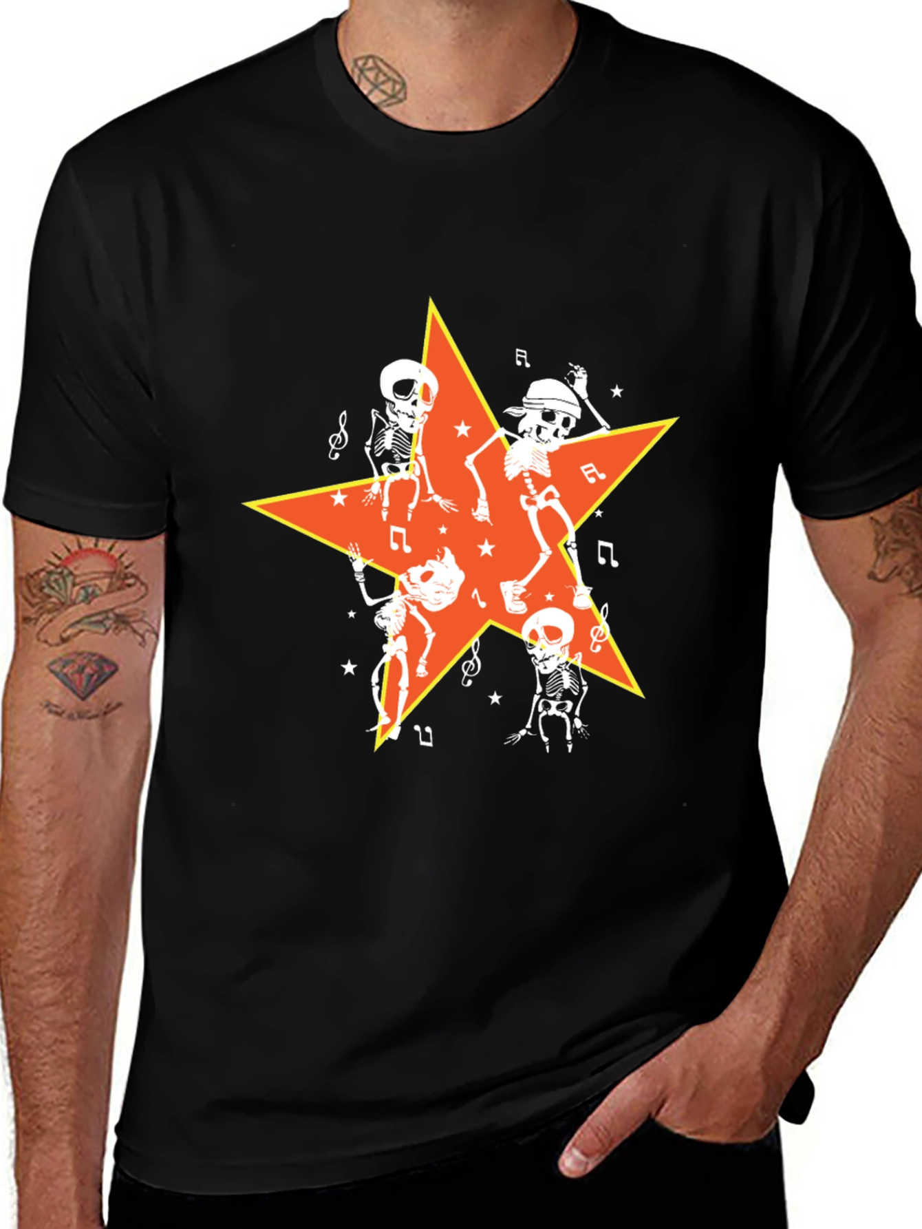 Variant 11 of Dancing Skeletons Star Graphic Tee - Halloween Ready!