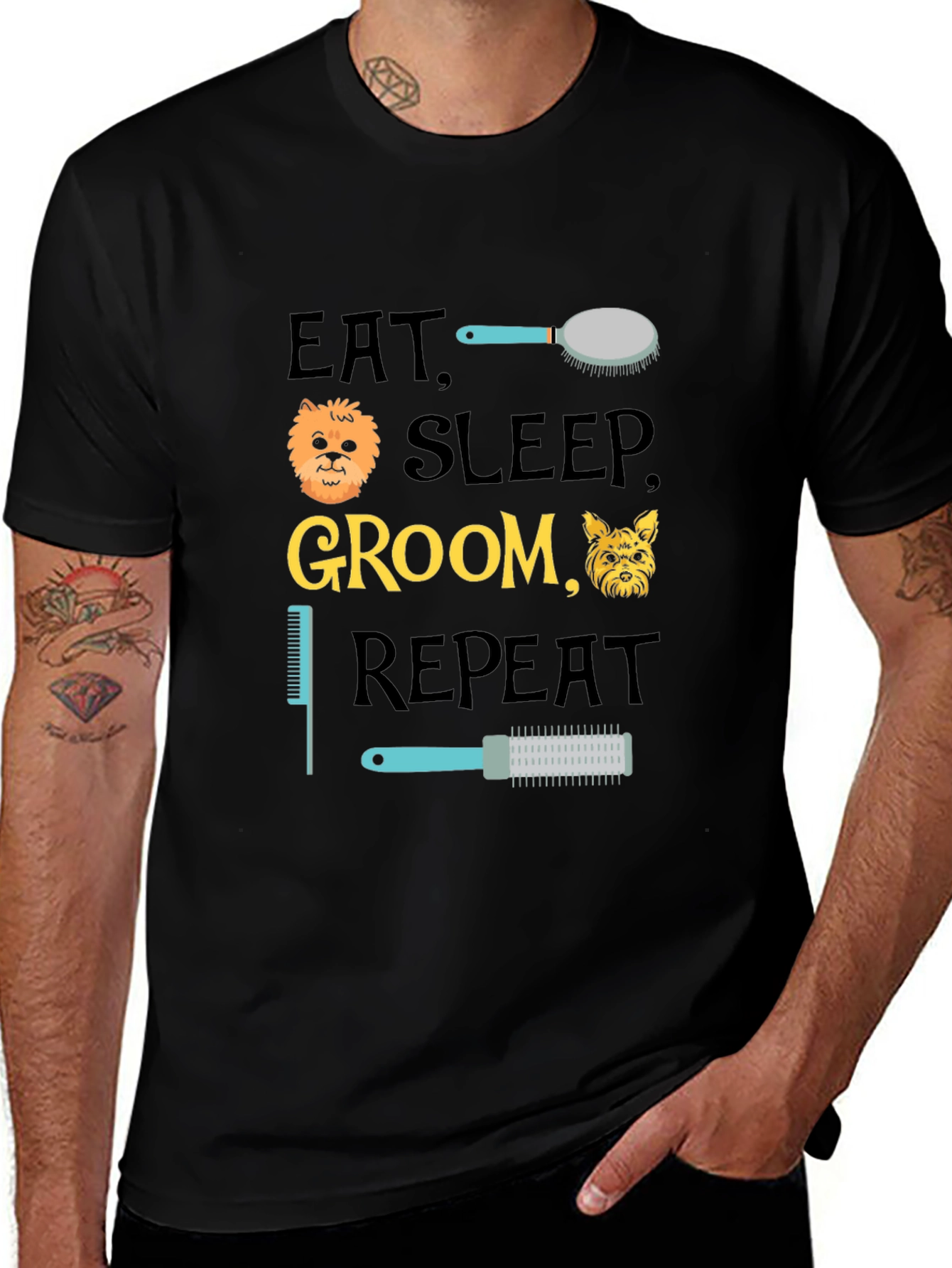 Variant 24 of Eat Sleep Groom Repeat T-Shirt - Dog Lover Apparel