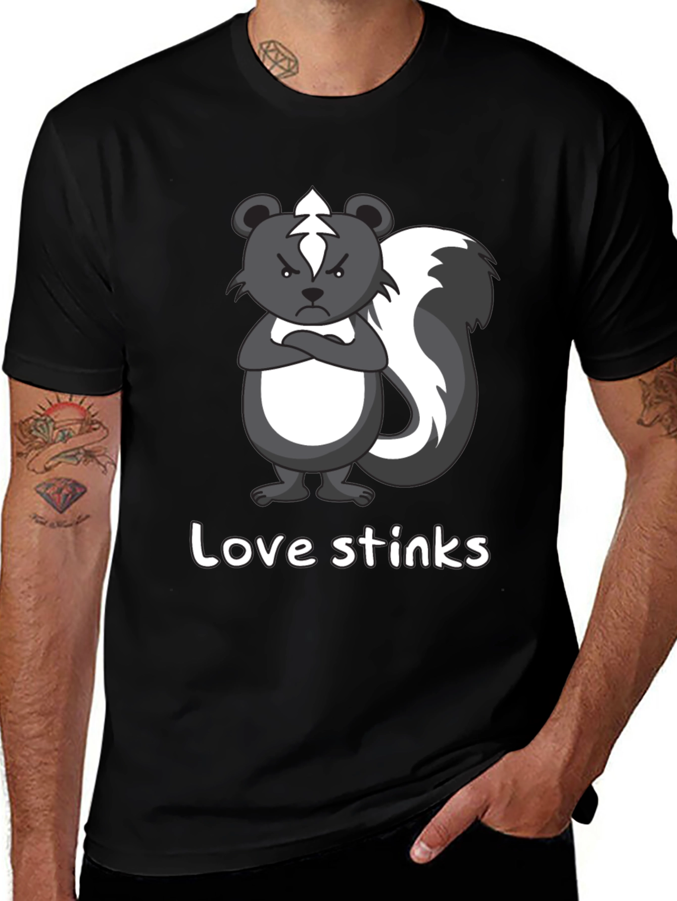 Variant 22 of Love Stinks Skunk Graphic T-Shirt - Anti Valentine's Day
