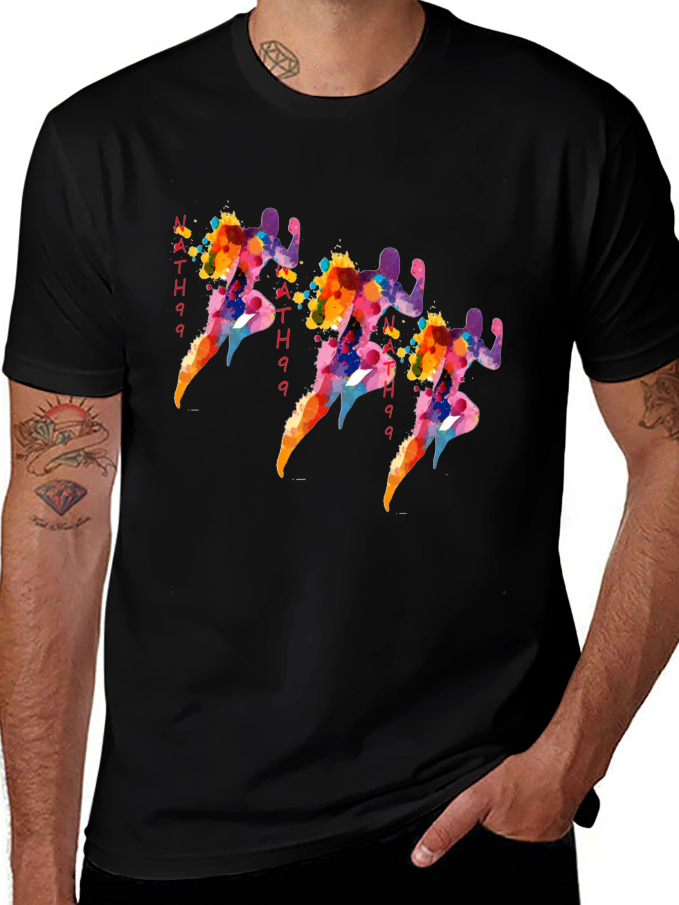 Variant 23 of Abstract Runner Graphic Tee - Black Cotton T-Shirt