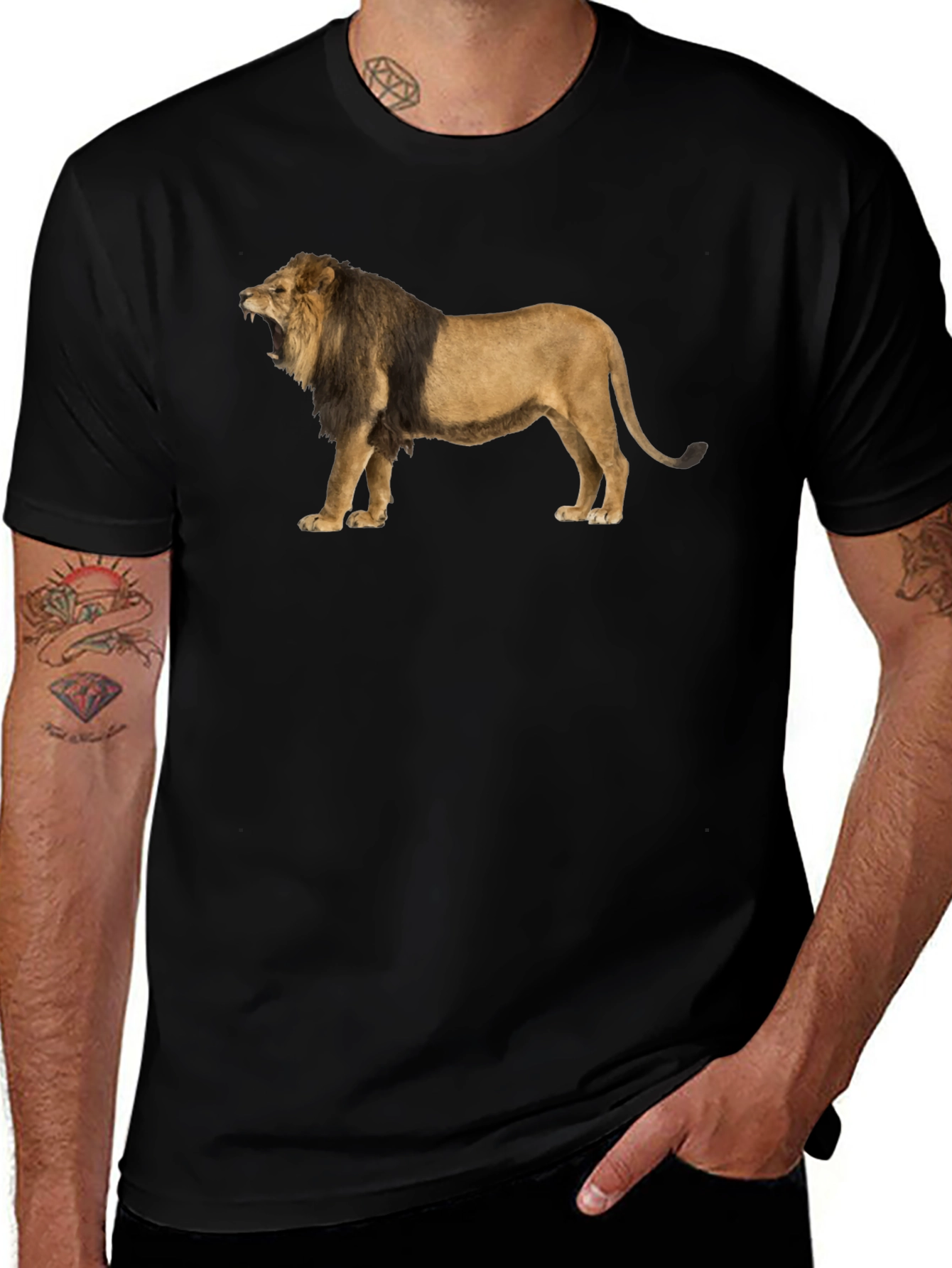 Variant 29 of Lion Graphic Tee - Mens Black T-Shirt