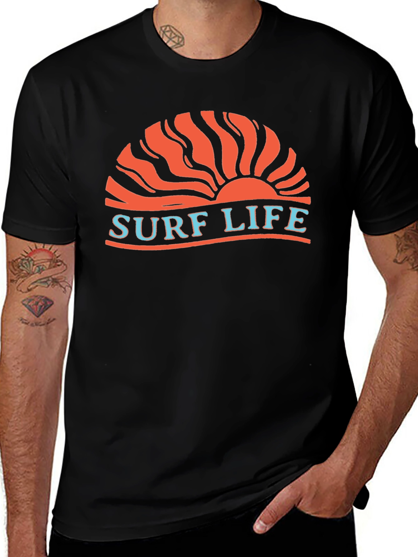 Variant 10 of Surf Life Graphic Tee - Retro Sunset Design