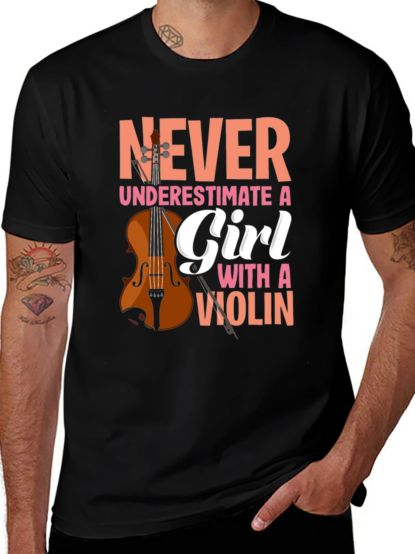 Variant 8 of Never Underestimate A Girl With A Violin T-Shirt