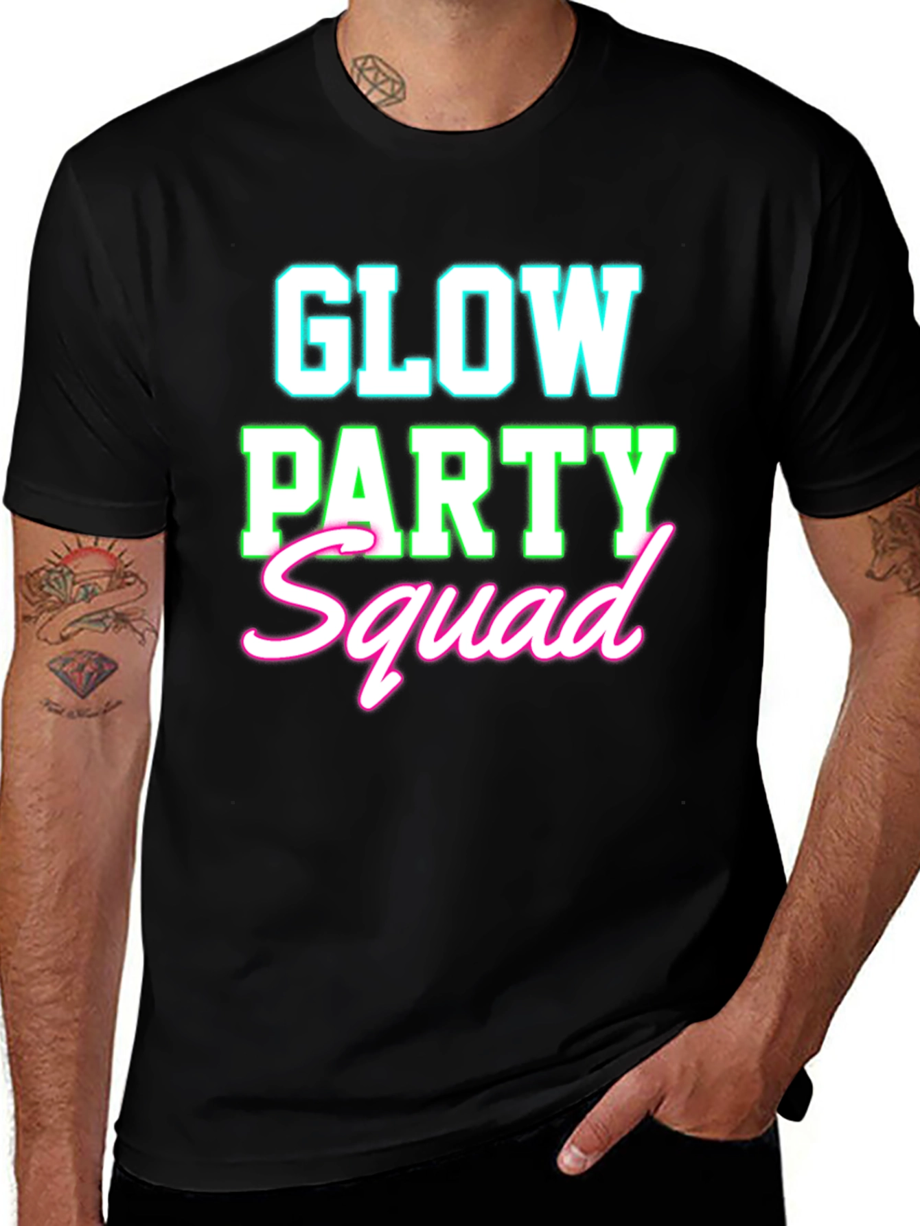 Glow Party Squad T-Shirt - Neon Design