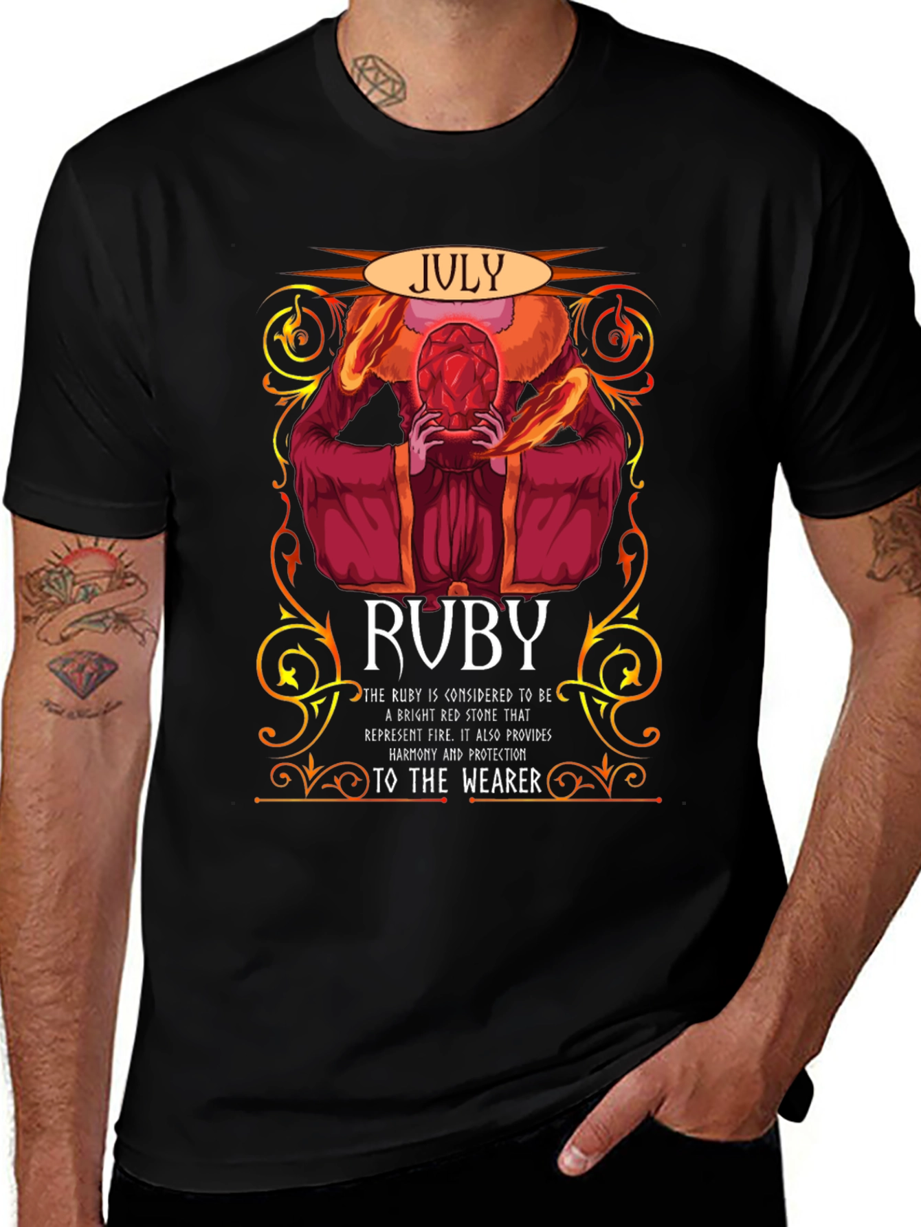 July Ruby Zodiac T-Shirt - Fire Sign